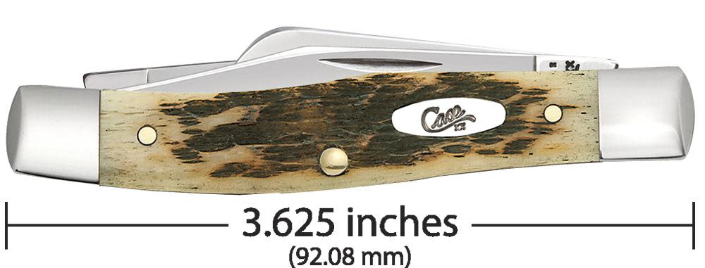 Peach Seed Jig Amber Bone CS Medium Stockman with Pen Blade (00079)