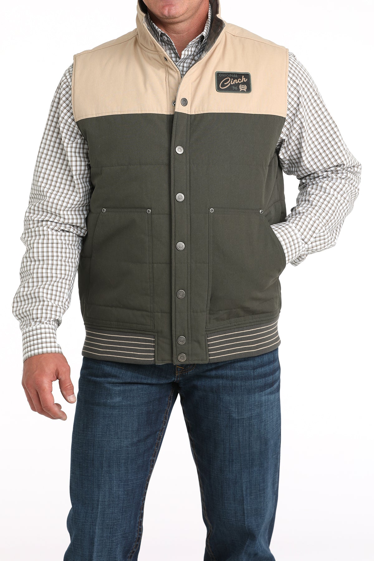 Men’s Reversible Olive/ Aztec Vest (0002)