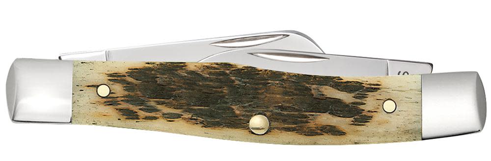 Peach Seed Jig Amber Bone CS Medium Stockman with Pen Blade (00079)
