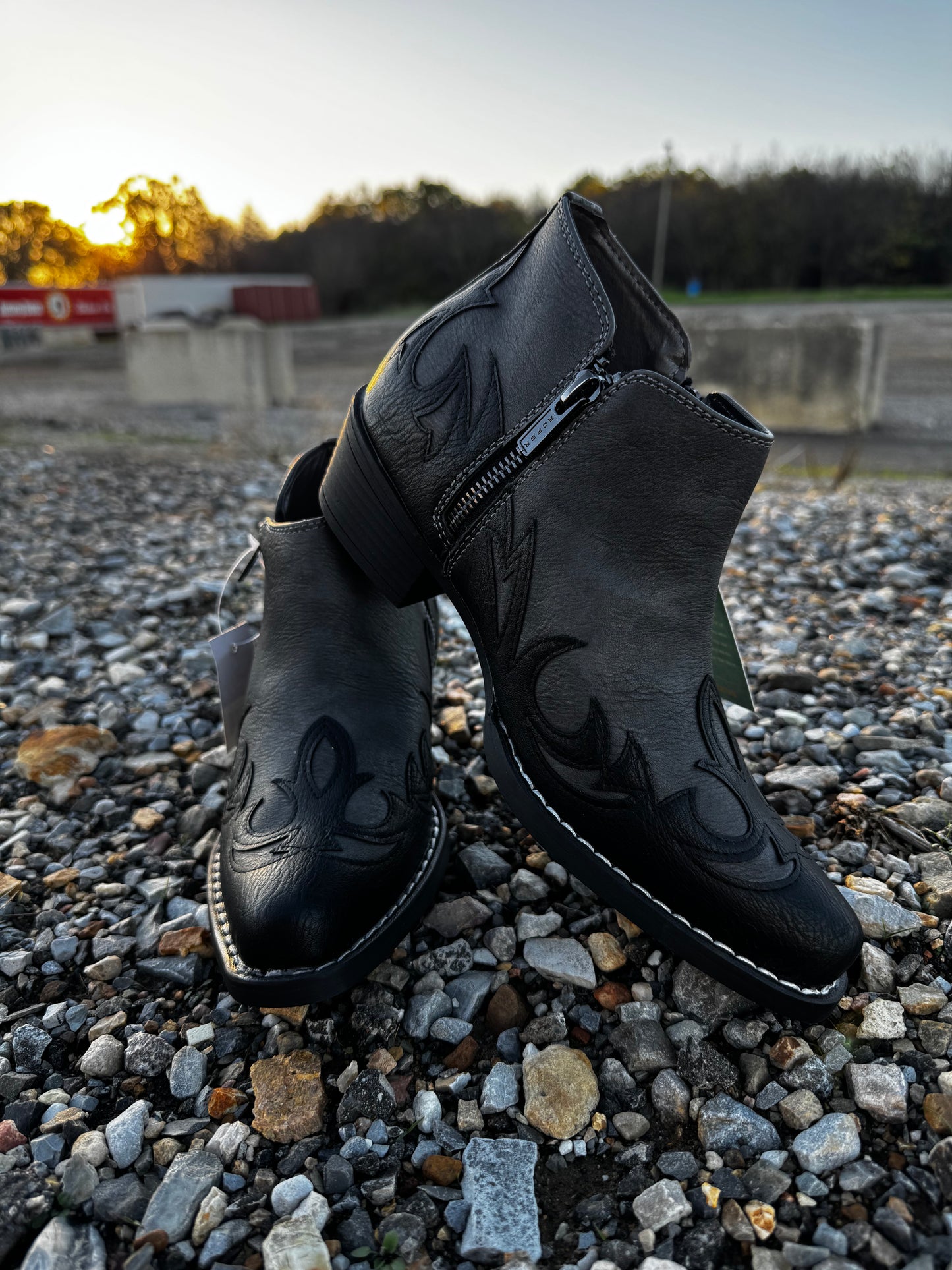 Grey Boot Stitch Roper Booties (3482)