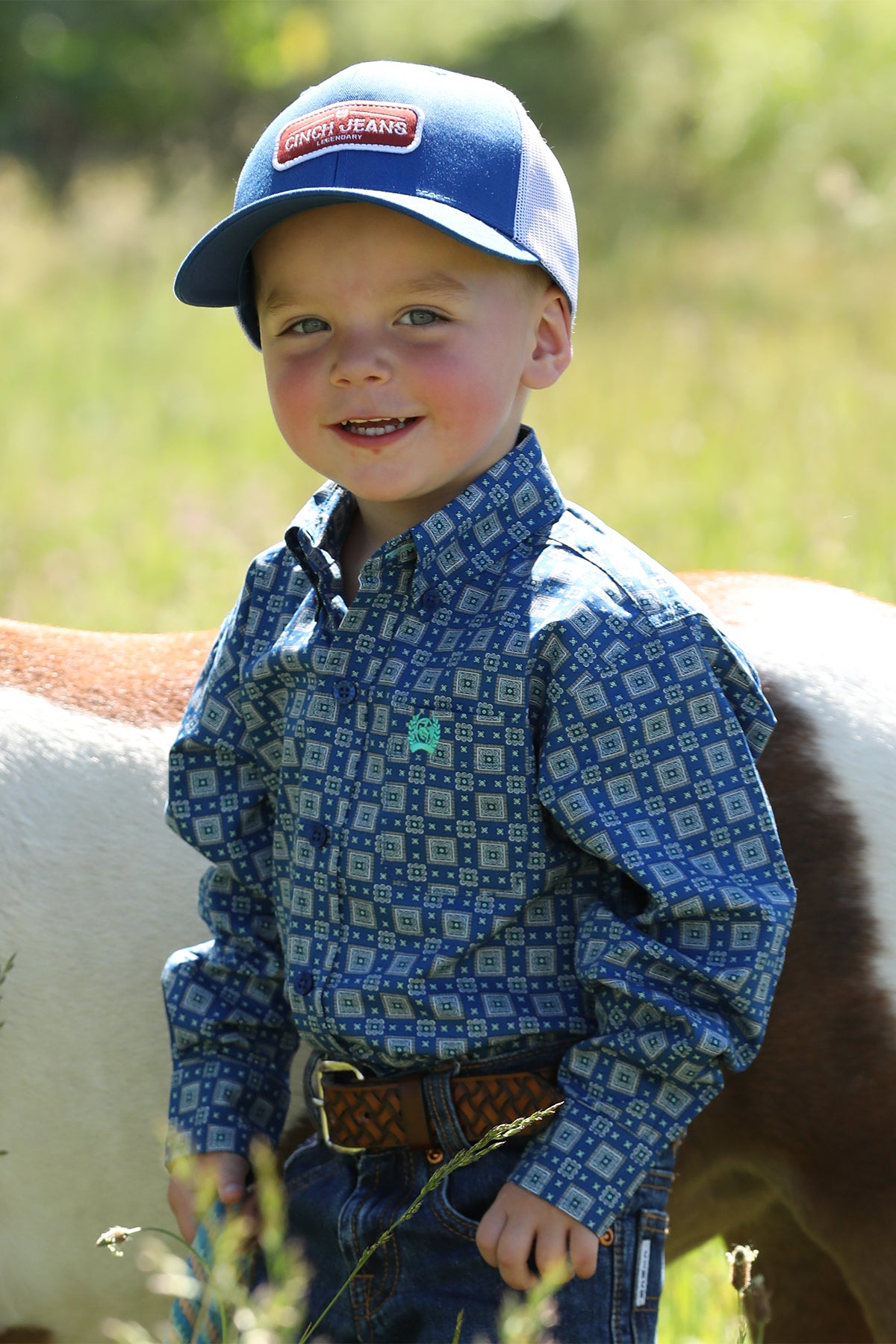 Toddler & Infant Royal Blue Patterned Shirt