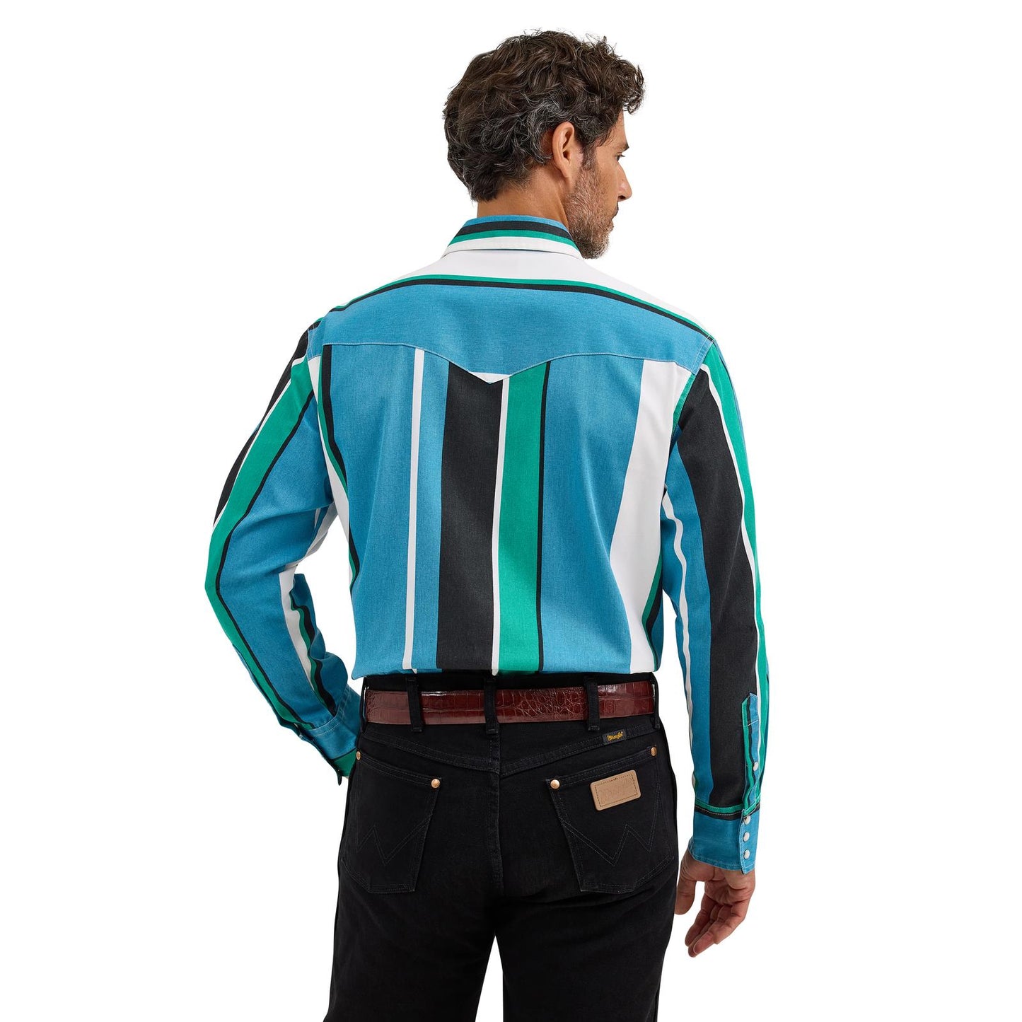 Wrangler Men’s Vintage Retro Blue Stripe Shirt (8191)