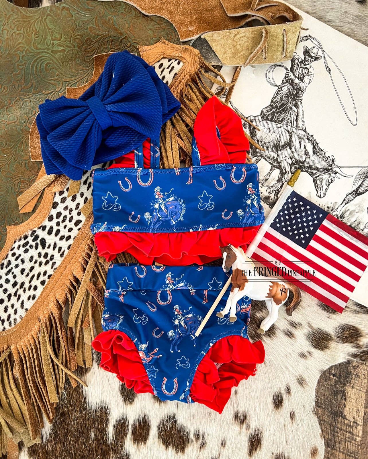 American Rodeo W/RedRuffle Two Piece Swimsuit