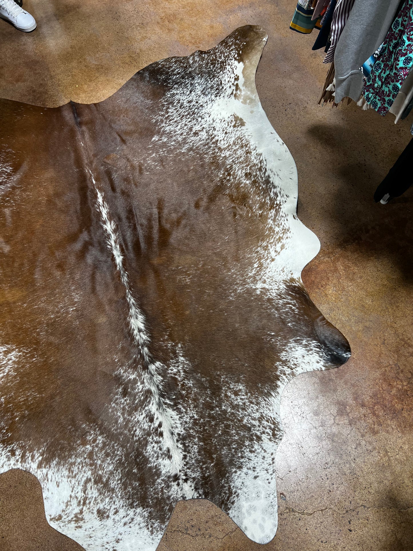 Full Brown & White with Brown Salt & Pepper Ends Cowhide Rug