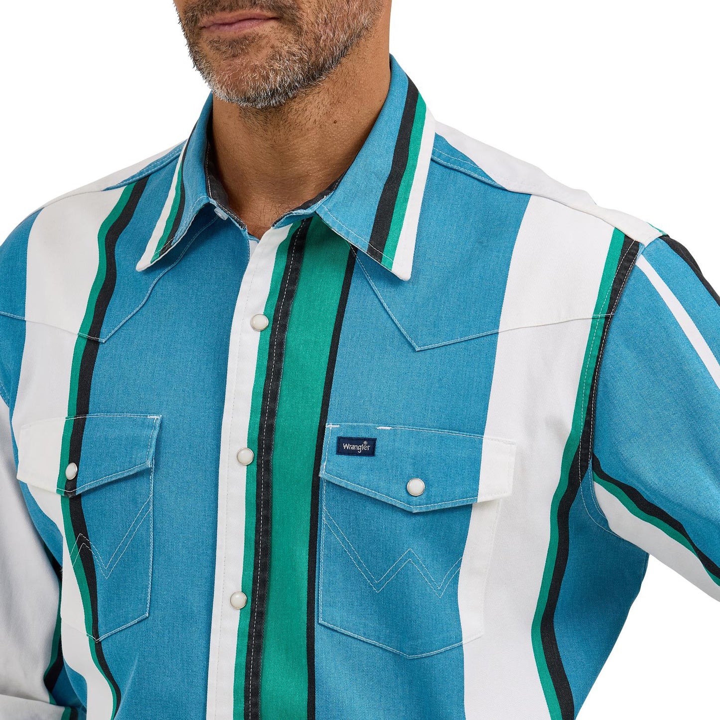 Wrangler Men’s Vintage Retro Blue Stripe Shirt (8191)