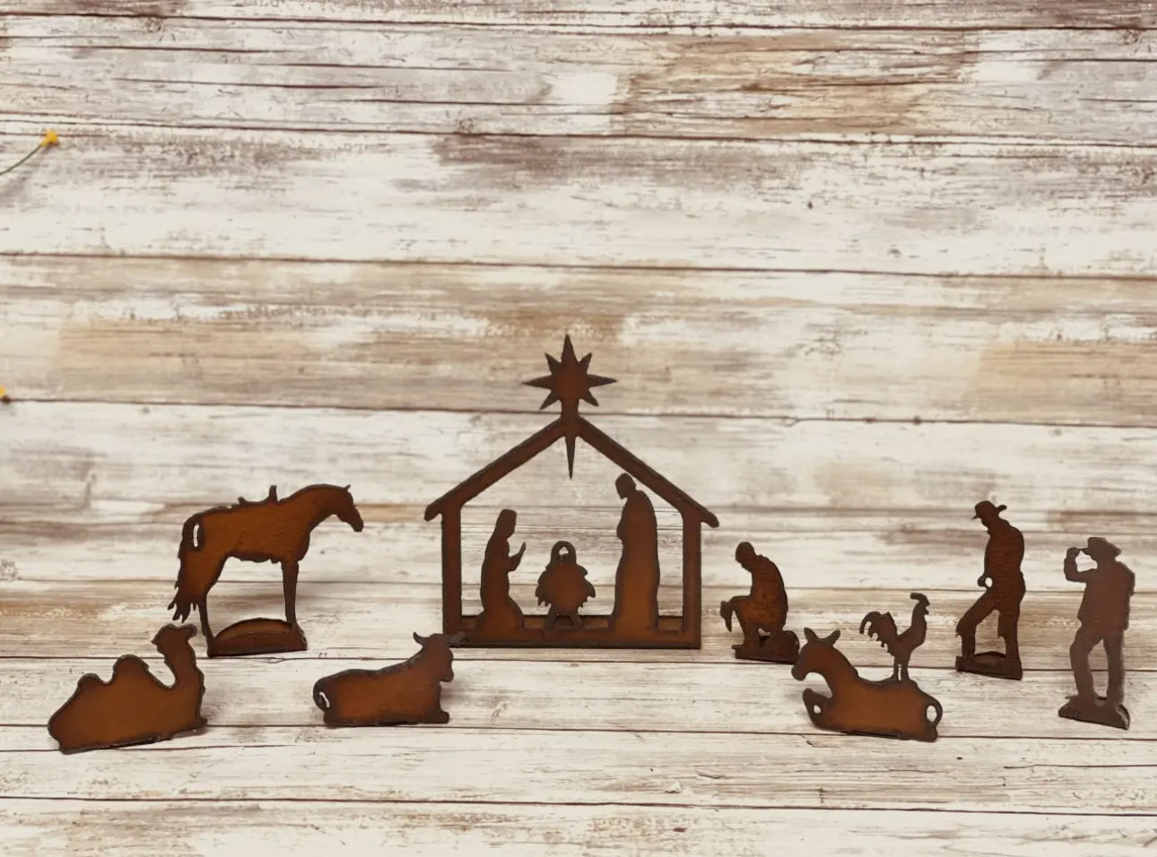 Rustic Metal Western Nativity Scene