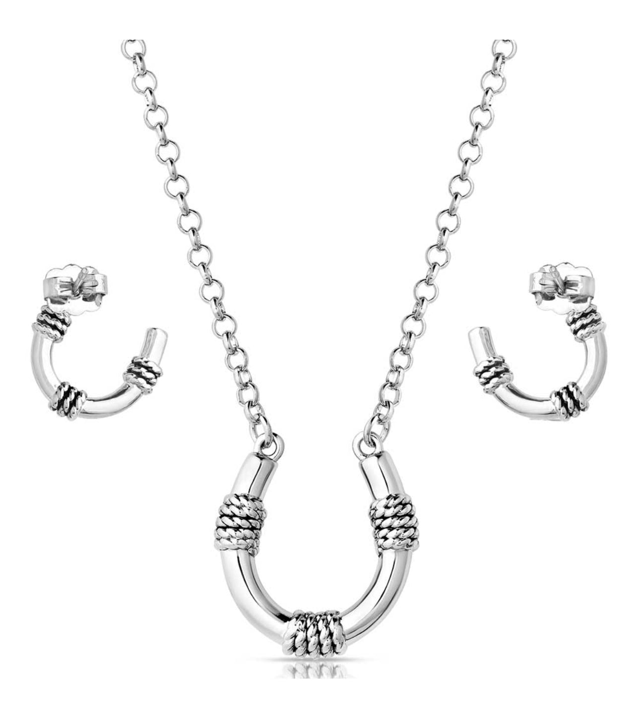 Roped Horseshoe Crystal Jewelry Set