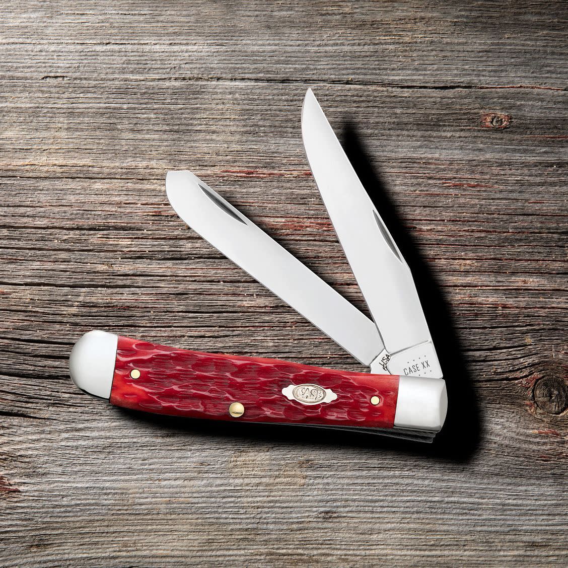 Peach Seed Jig Dark Red Bone CS Trapper with Pocket Clip (31957)