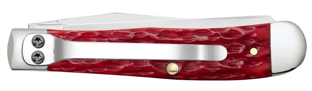 Peach Seed Jig Dark Red Bone CS Trapper with Pocket Clip (31957)