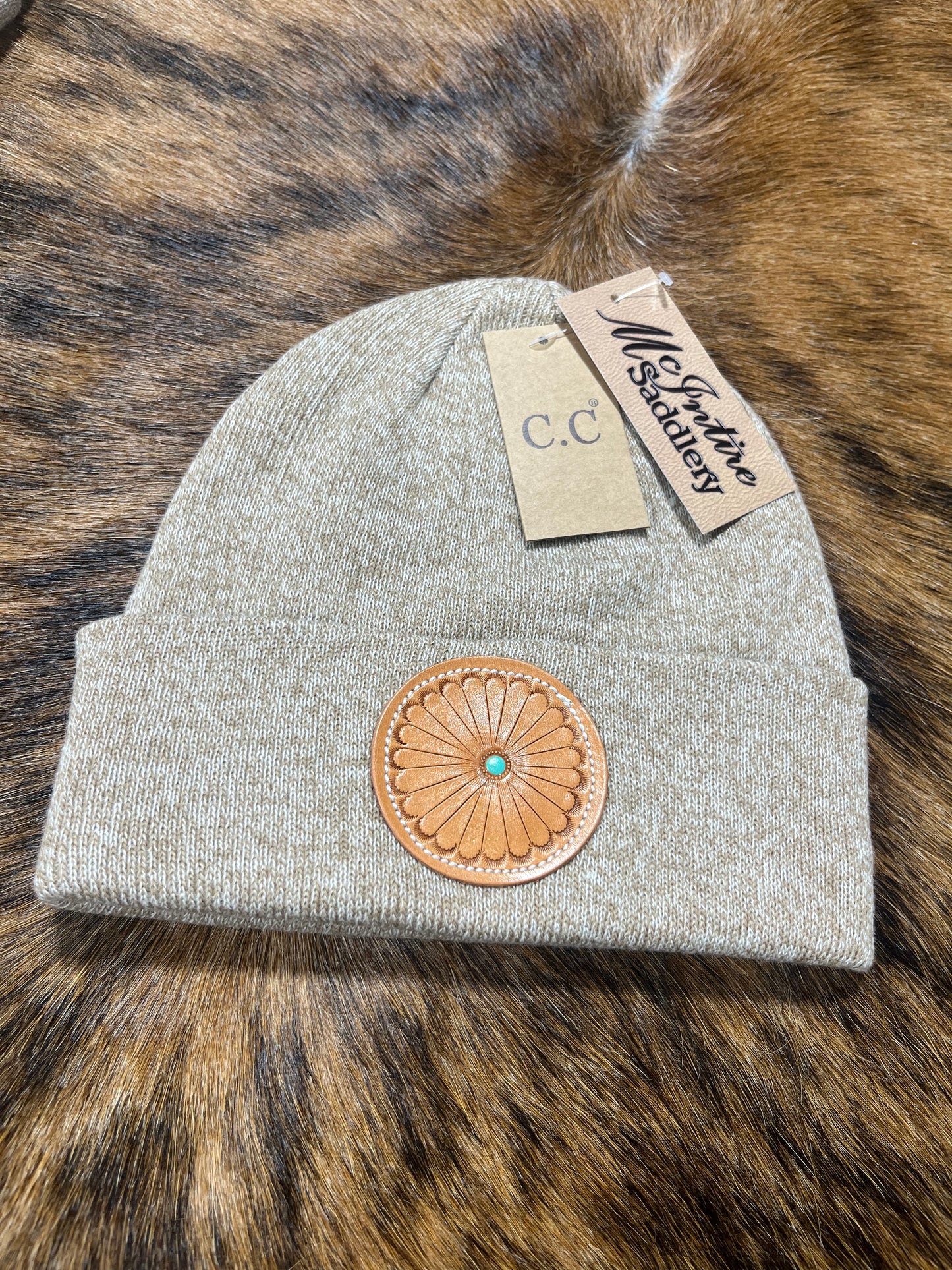 Leather Patch Beanies