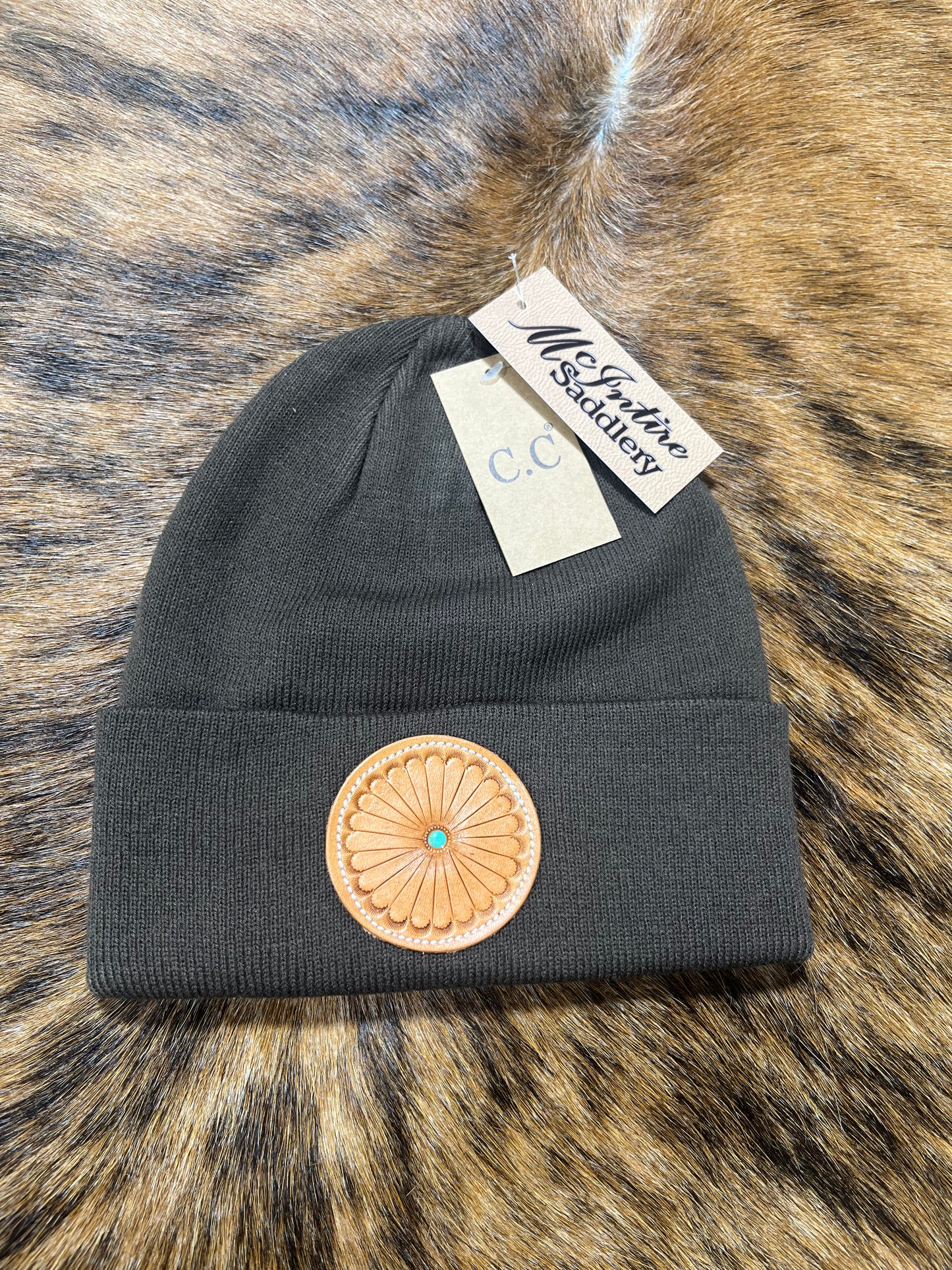 Leather Patch Beanies