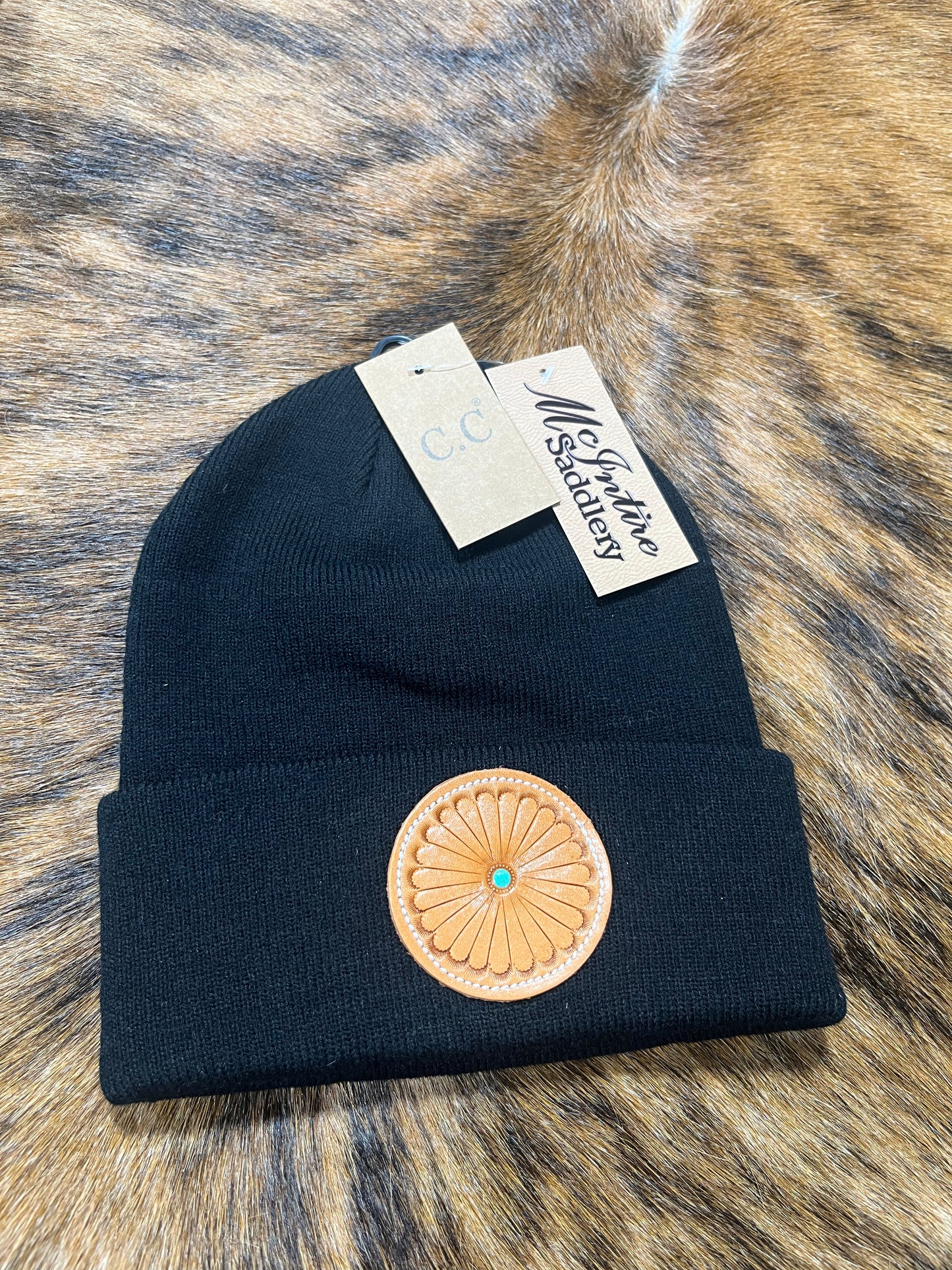 Leather Patch Beanies
