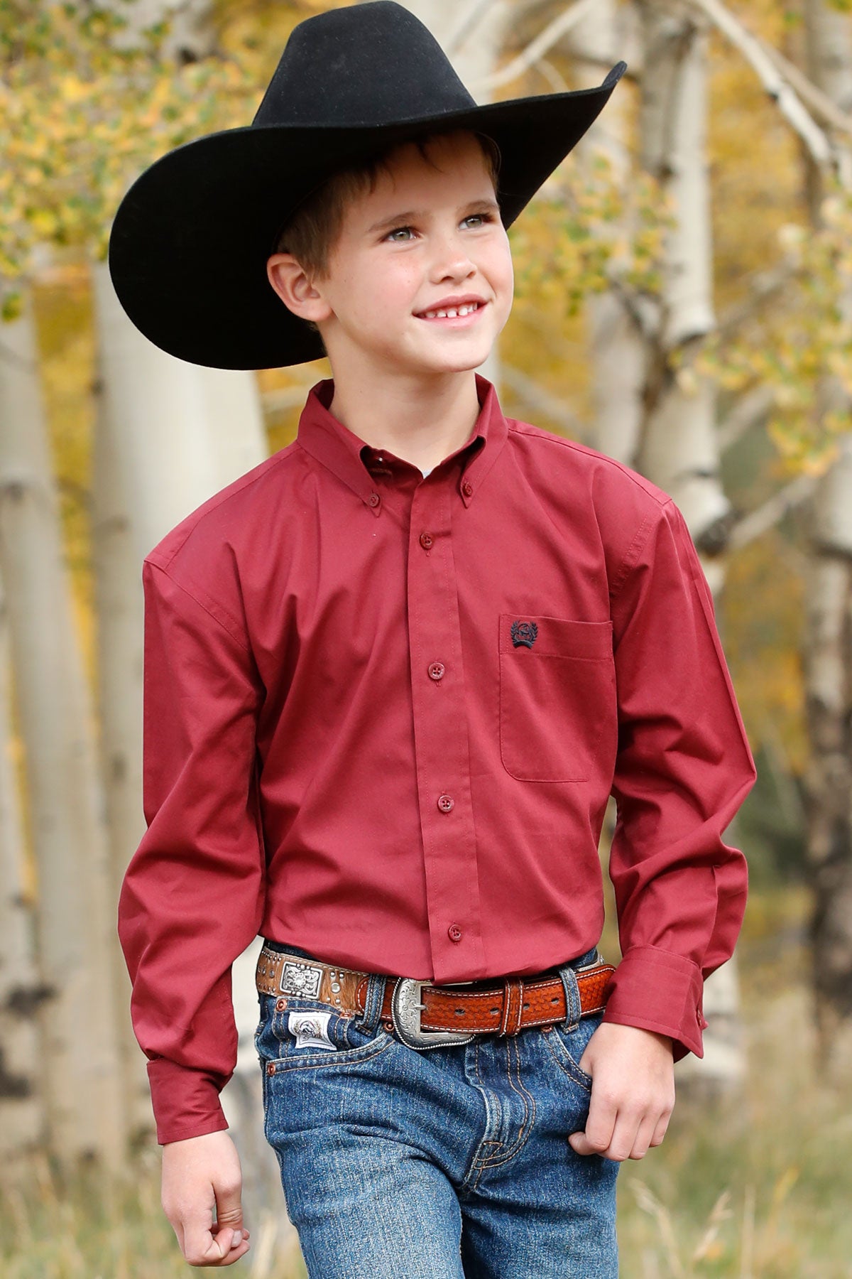 Cinch Boy’s Maroon Solid Shirt (0324)