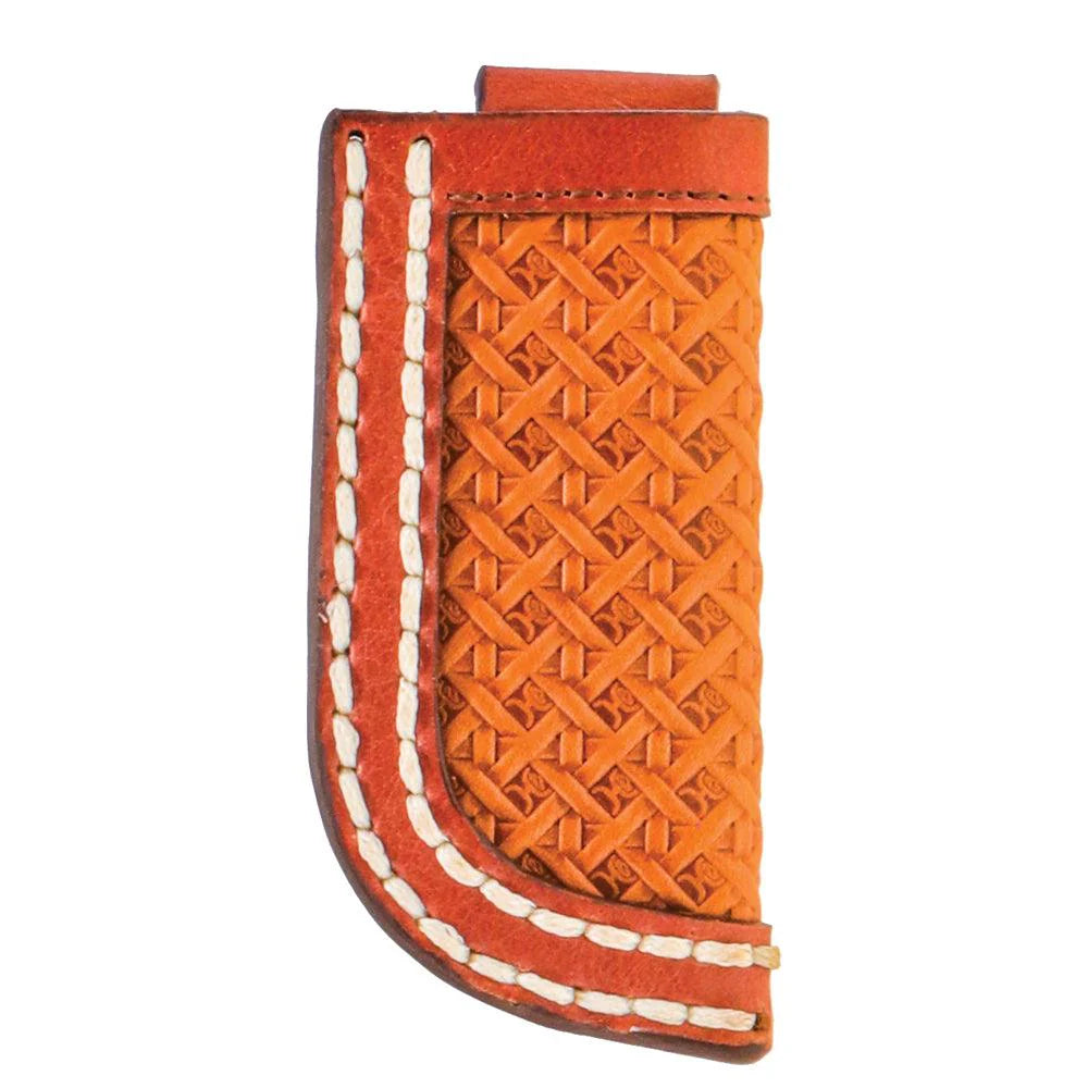 Hands up basket weave hooey knife sheath