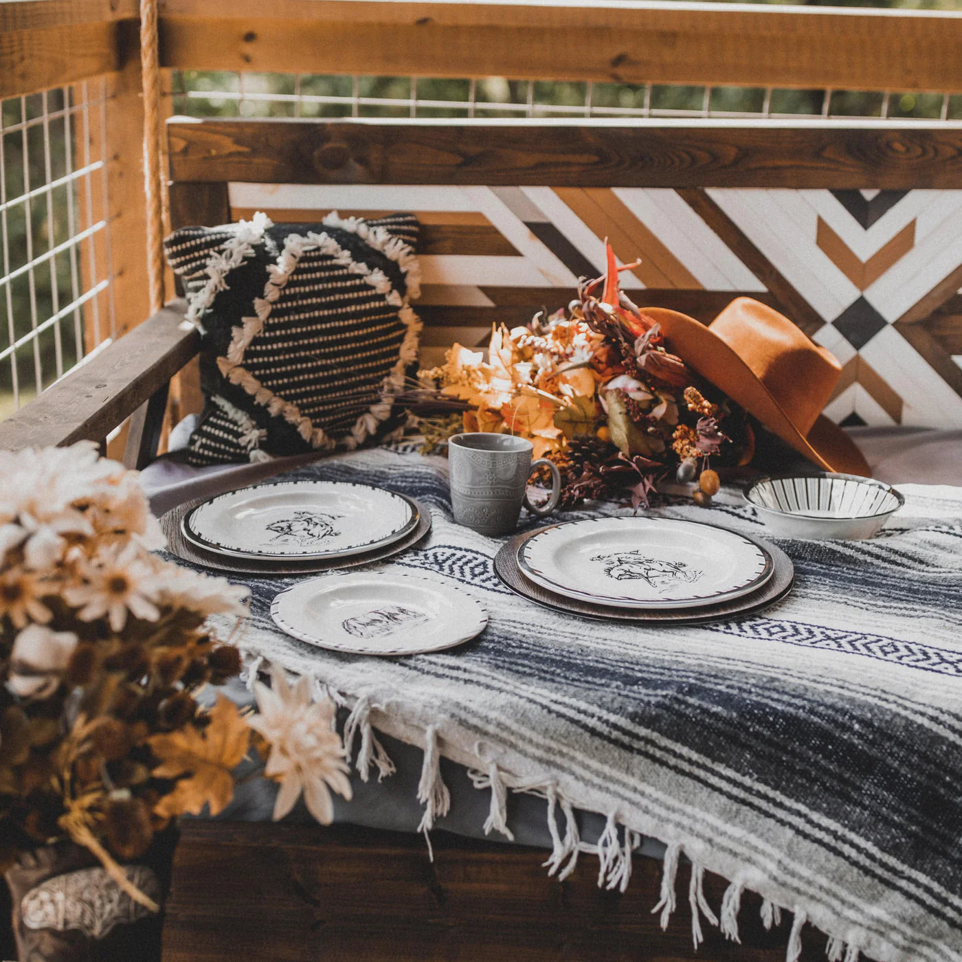 Ranch Life 14 PC Melamine Dinnerware Set