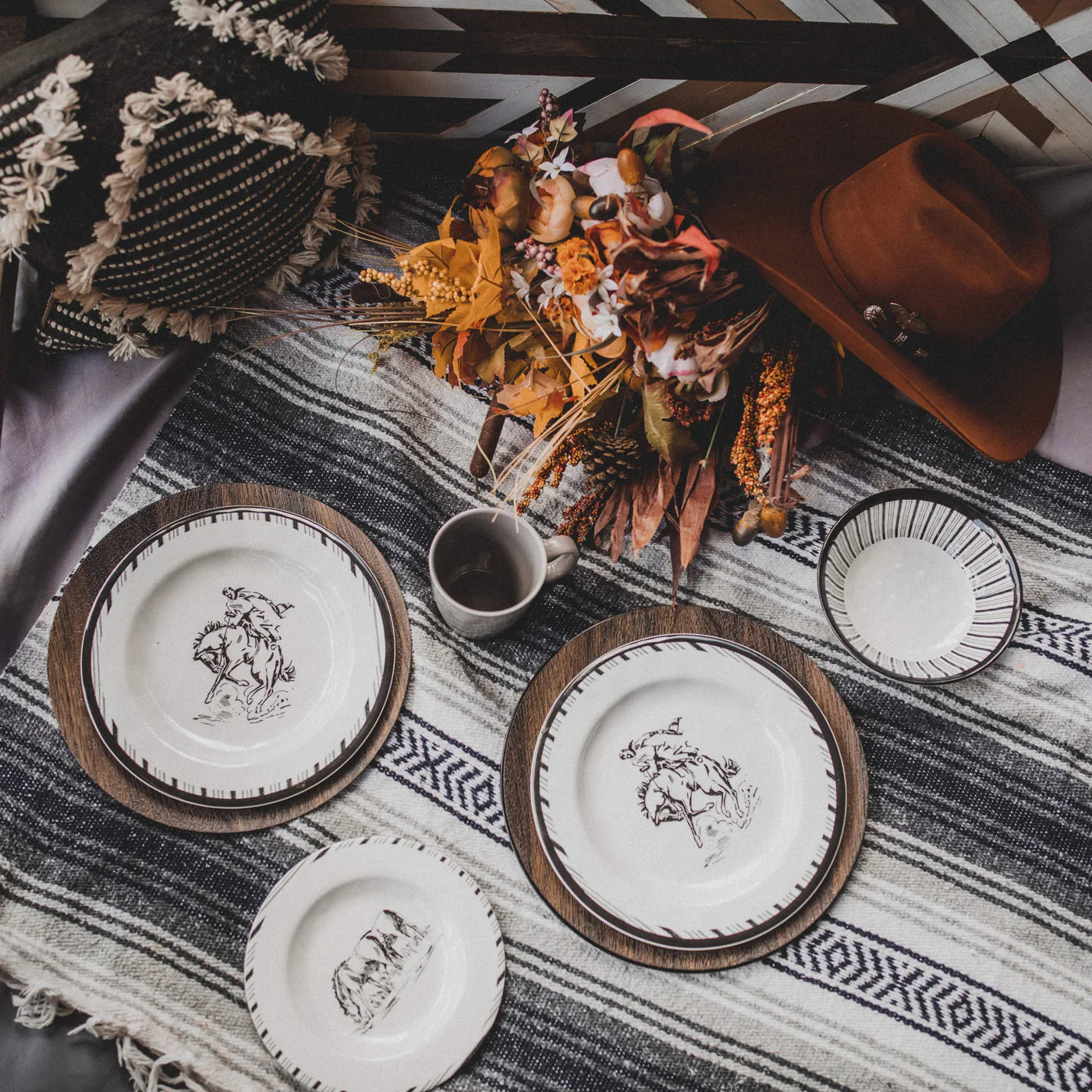 Ranch Life 14 PC Melamine Dinnerware Set