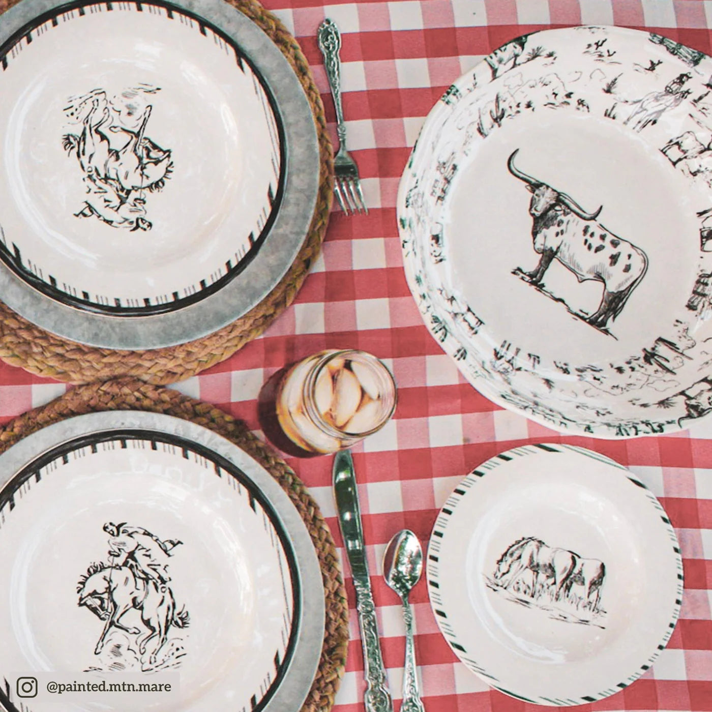 Ranch Life 14 PC Melamine Dinnerware Set