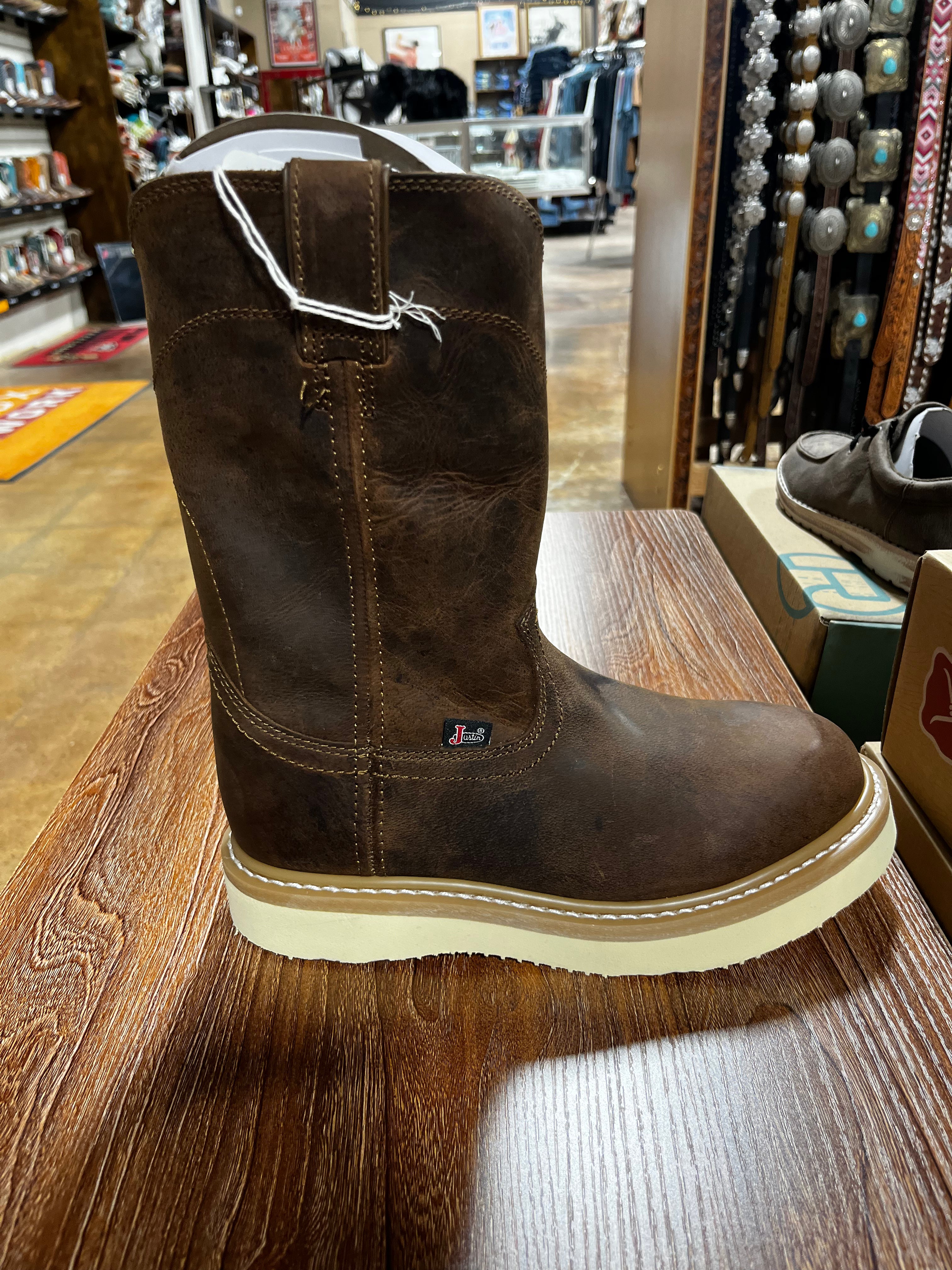 Justin Men's Pecan Brown Water Buffalo Round Toe Boot(OW4710 Justin Men's Pecan Brown Water Buffalo Round Toe Boot(OW4710