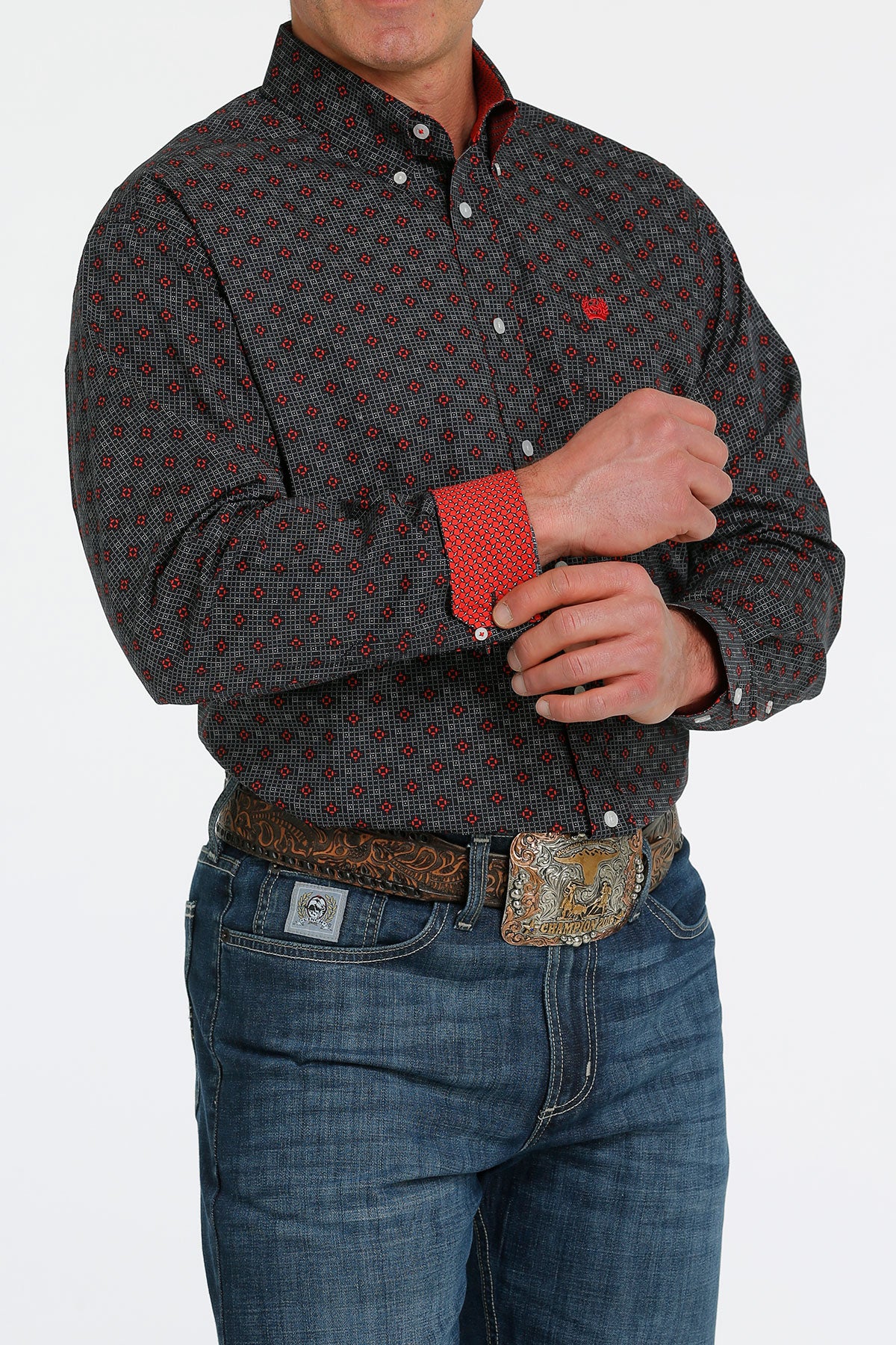 Men’s Cinch Classic Black & Red Pattern (5550)
