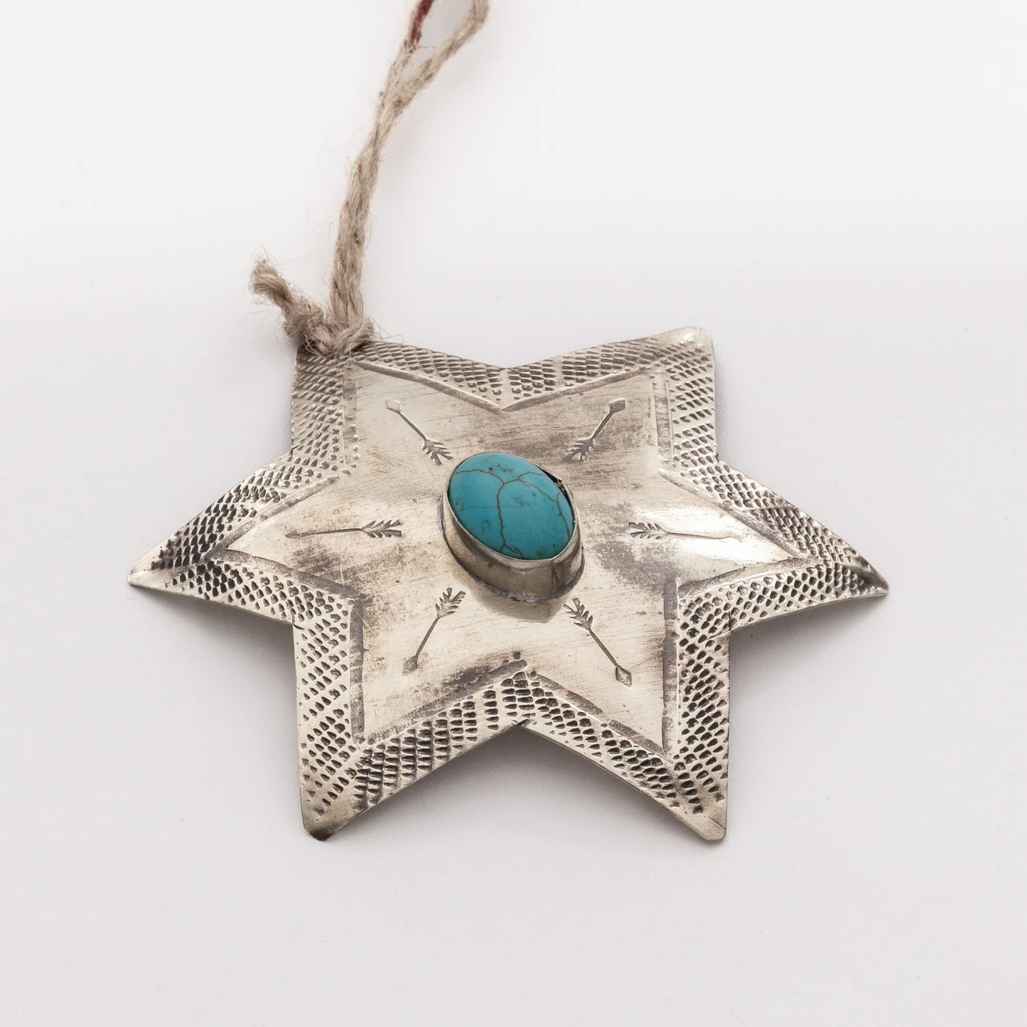 Silver Star Ornament with Turquoise