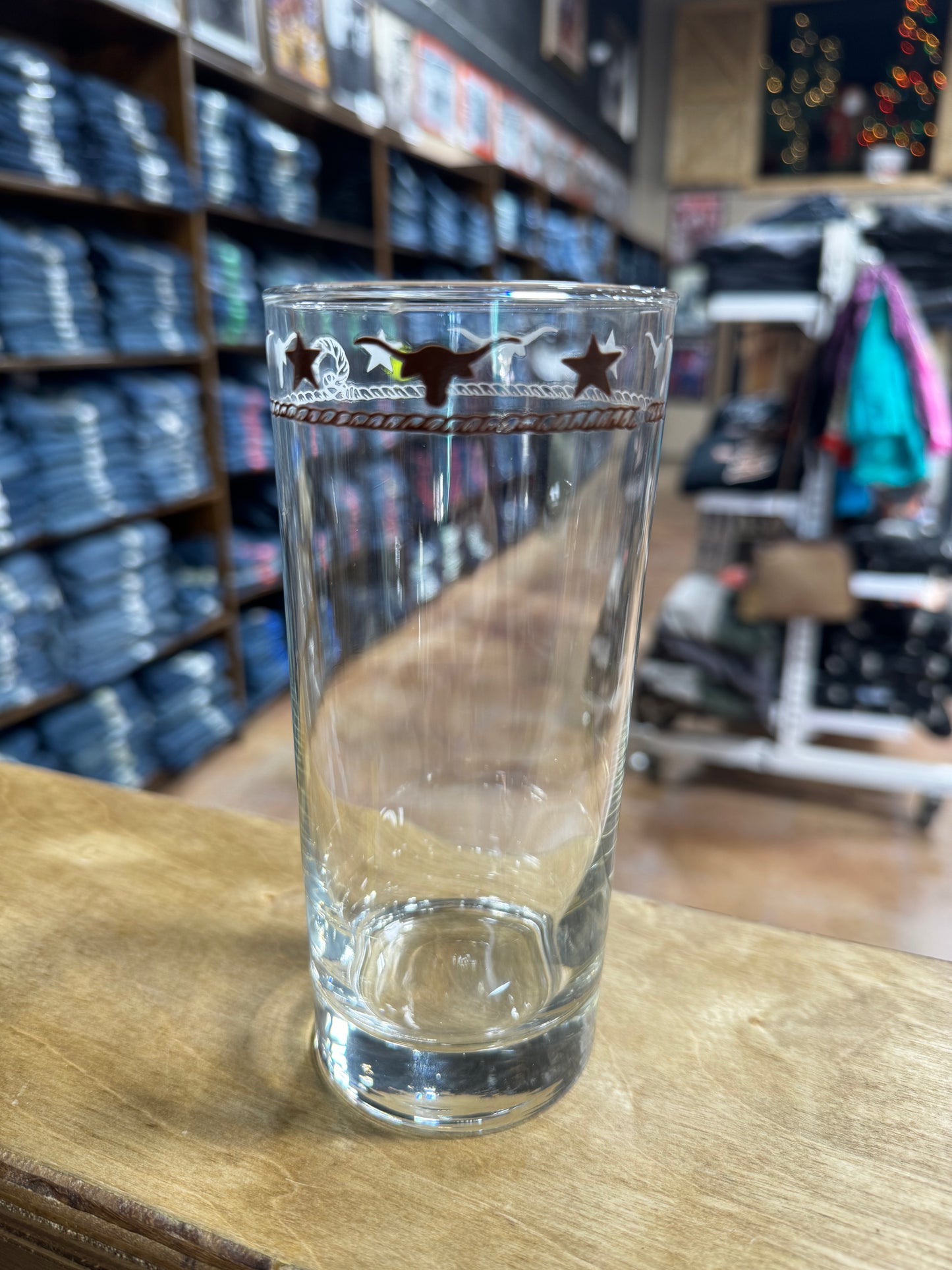Longhorn & Stars Iced Tea Glass