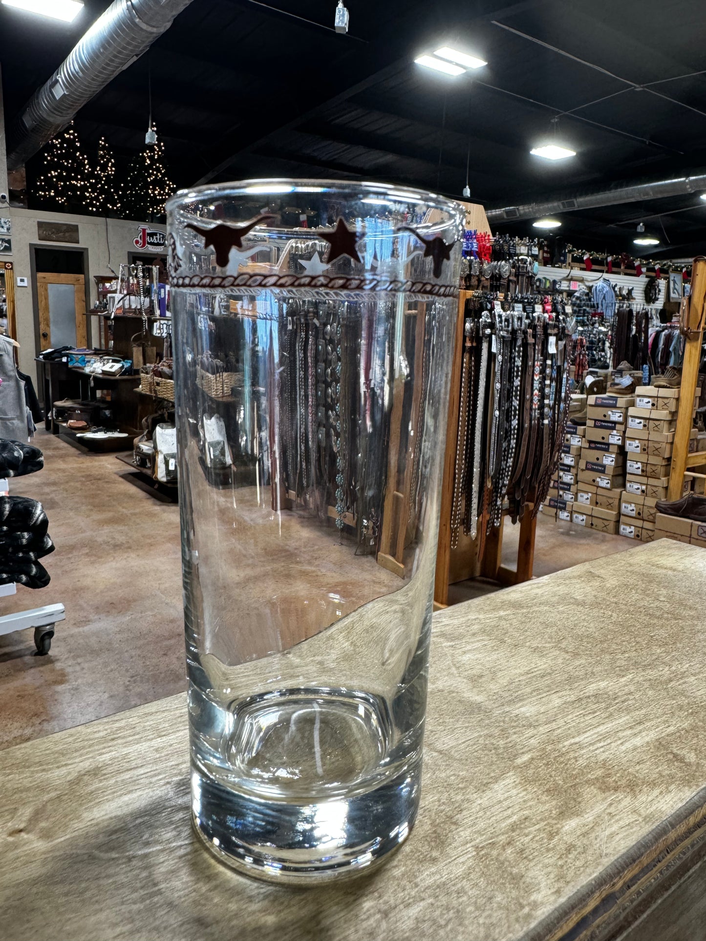 Longhorn & Stars Iced Tea Glass