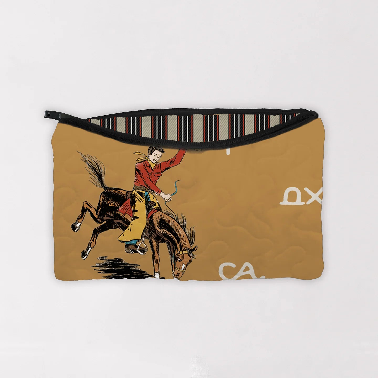 Lazy J in Gold Quilted Large Makeup Bag