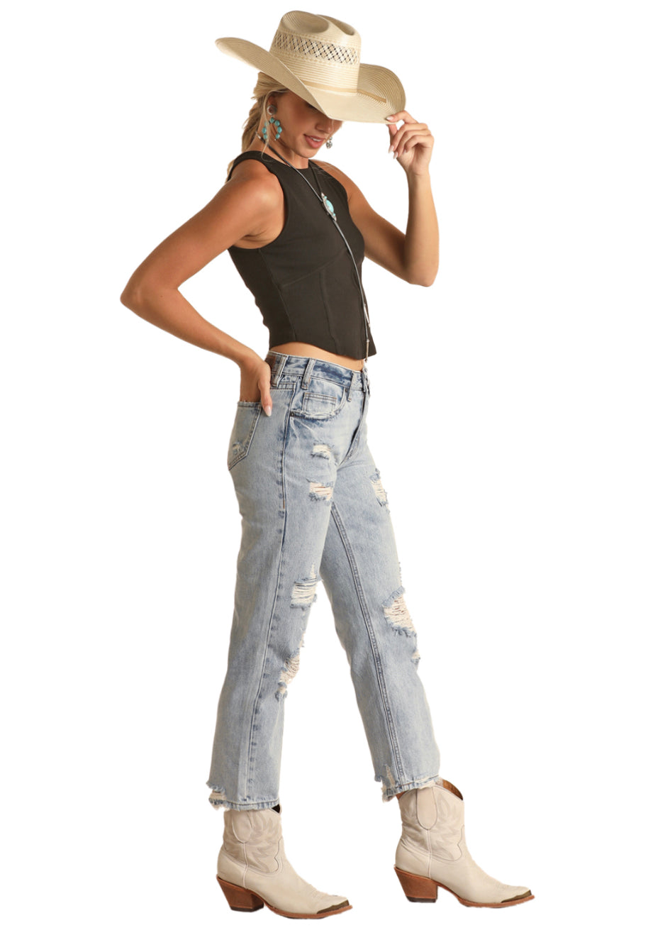 Rock & Roll High Rise Straight Cropped Jean