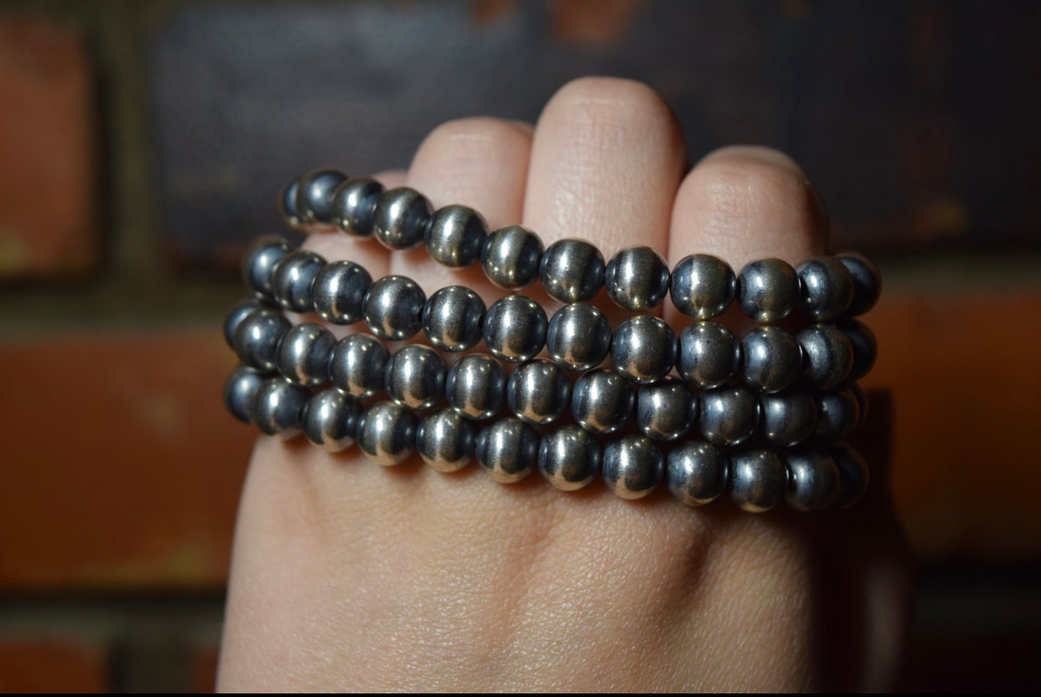 Sterling Silver 8mm Navajo Pearls Bracelet