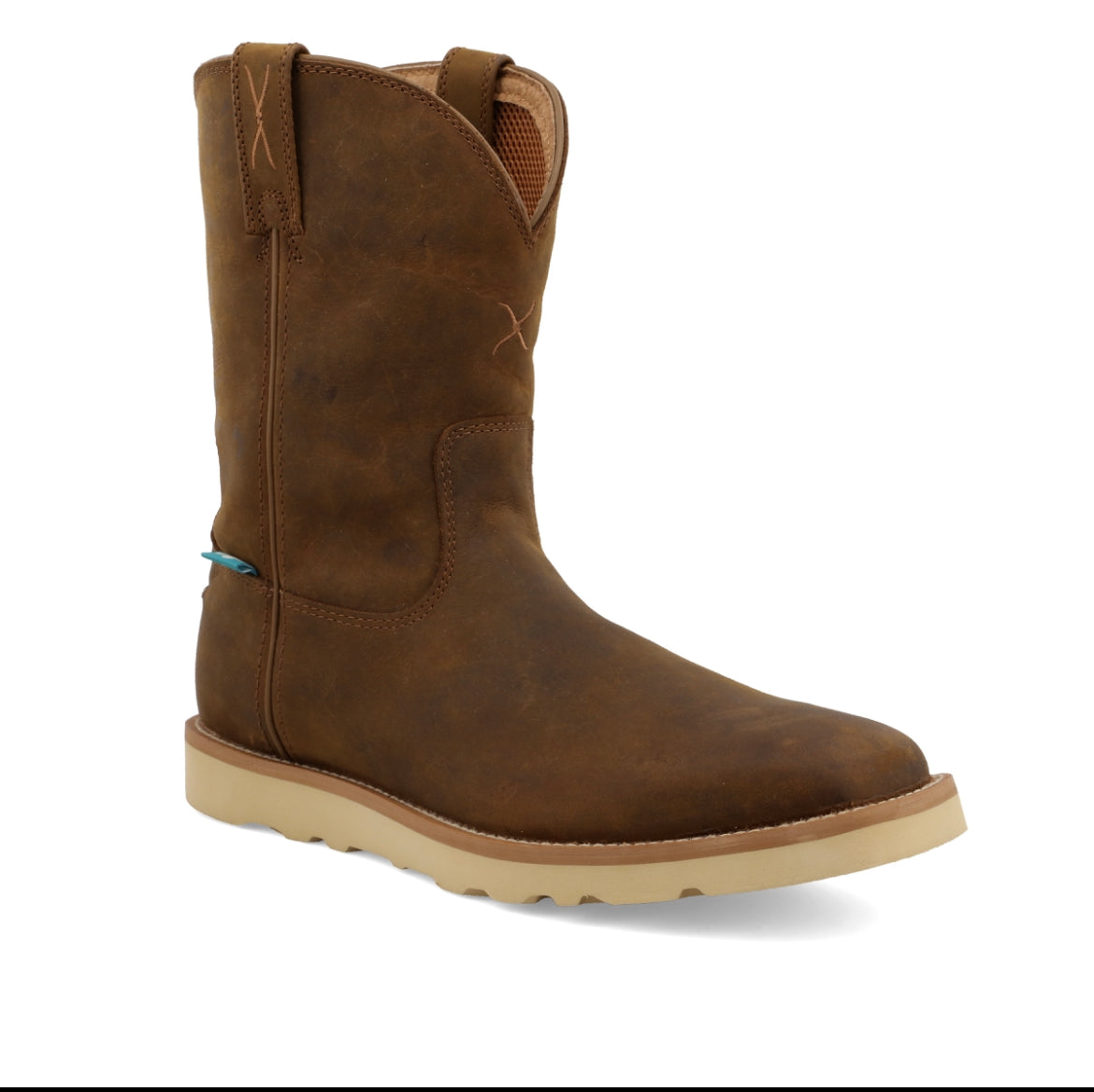 Twisted X 10" Work Pull On Wedge Sole Boot - Distressed Saddle (MCBW001)