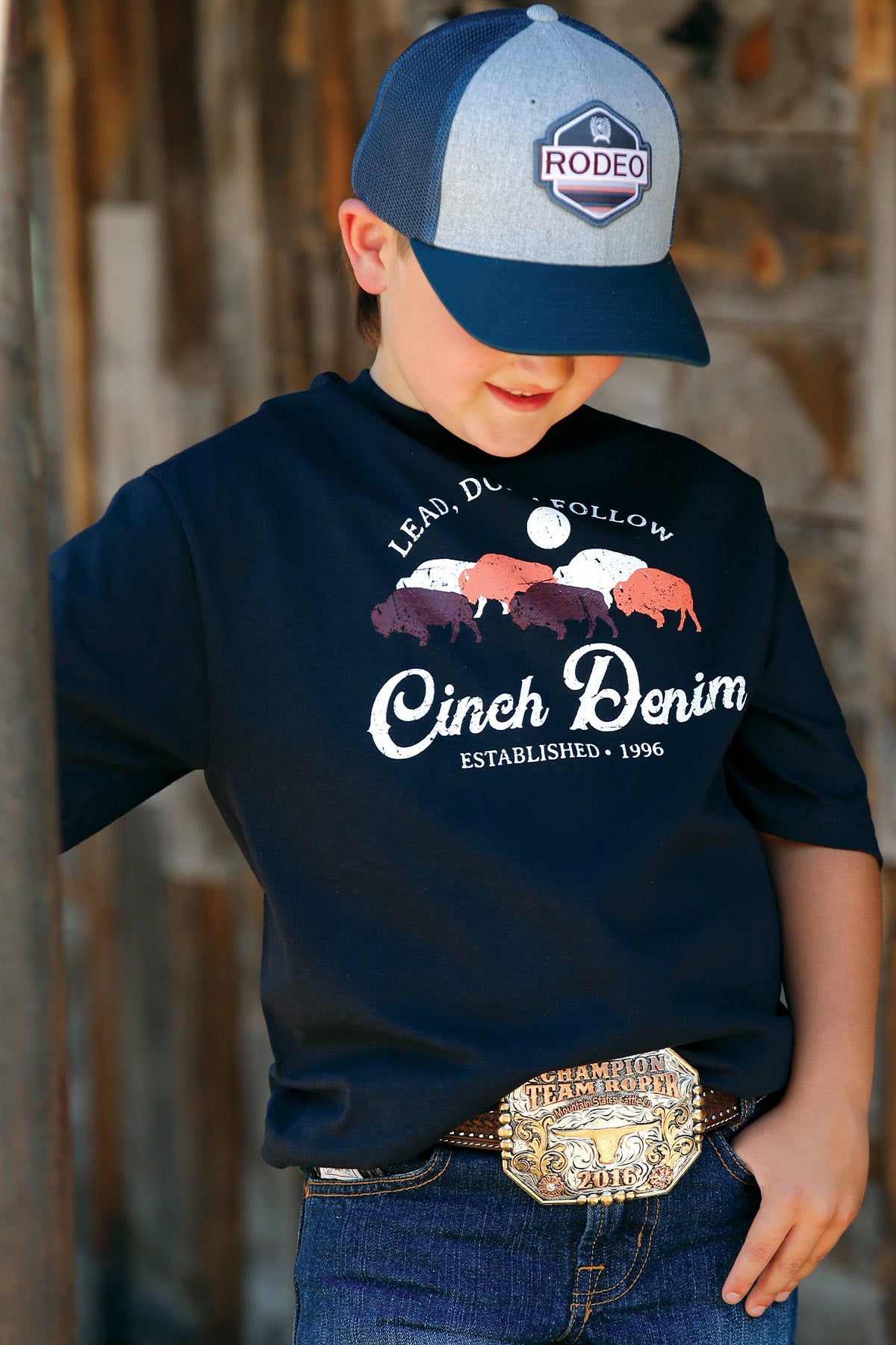 Boys Cinch Logo Navy Tee
