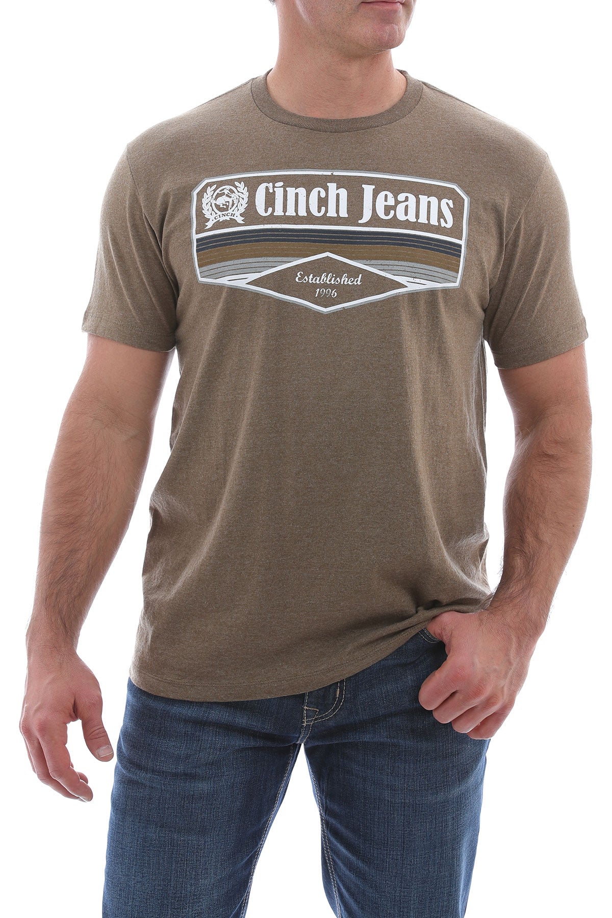 Cinch Men’s Heather Brown Logo Tee (0420)