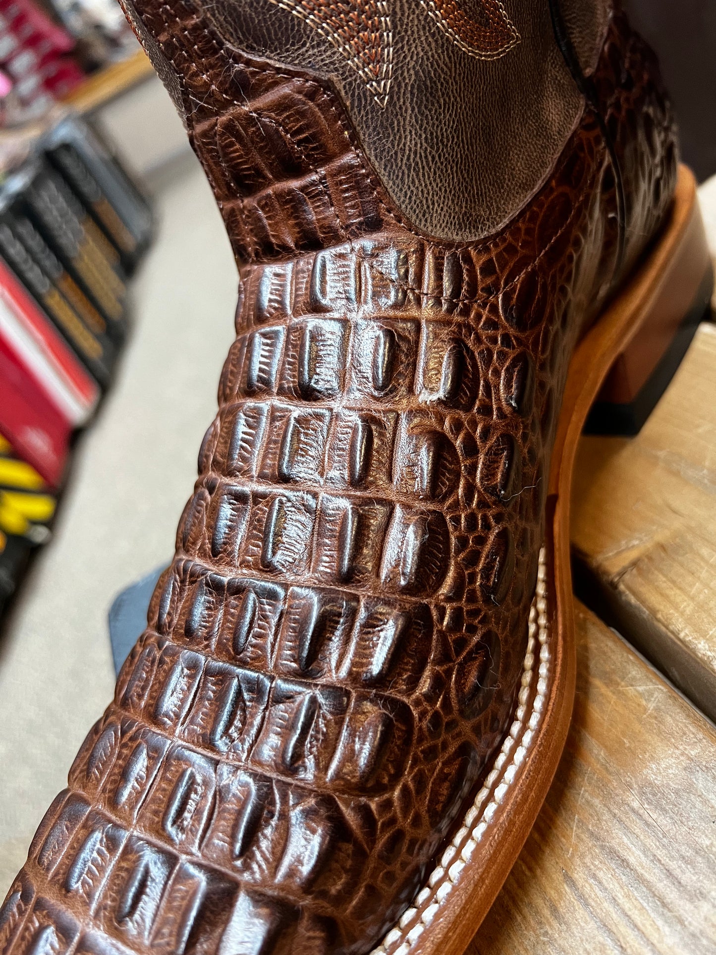 Horsepower Chocolate Nile Croc Print Boots (HP1070)