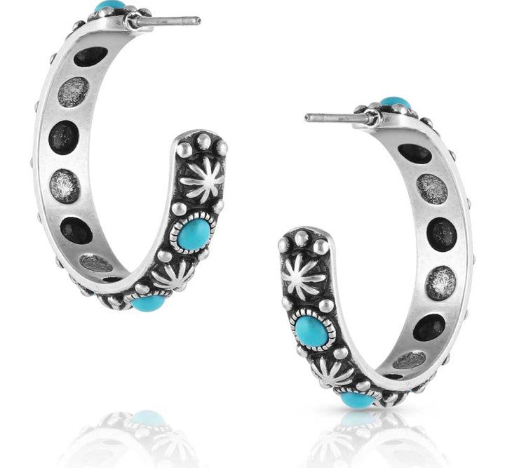 Starlight Starbrite Turquoise Hoop Earrings 9er5526)