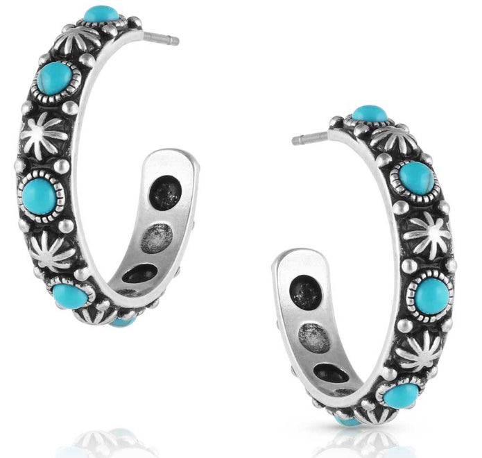 Starlight Starbrite Turquoise Hoop Earrings 9er5526)