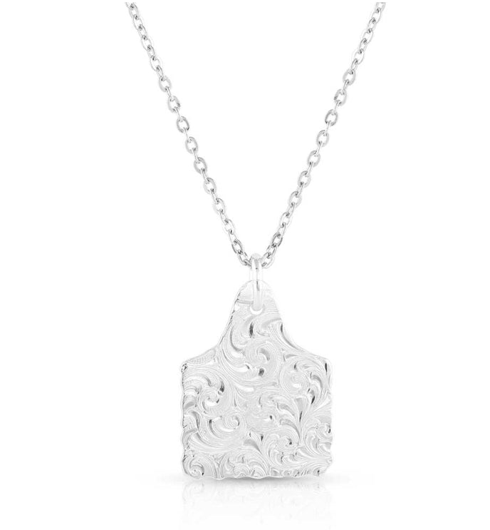 Chiseled Cow Tag Turquoise Necklace (NC5398)