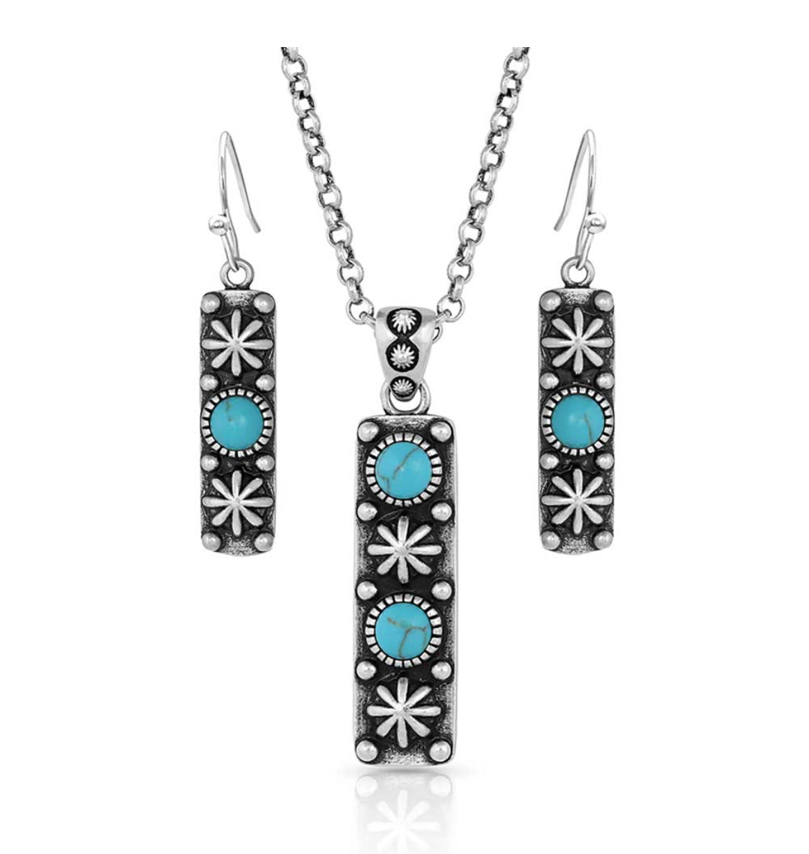 Starlight Starbrite Stone Turquoise Silver Jewelry Set