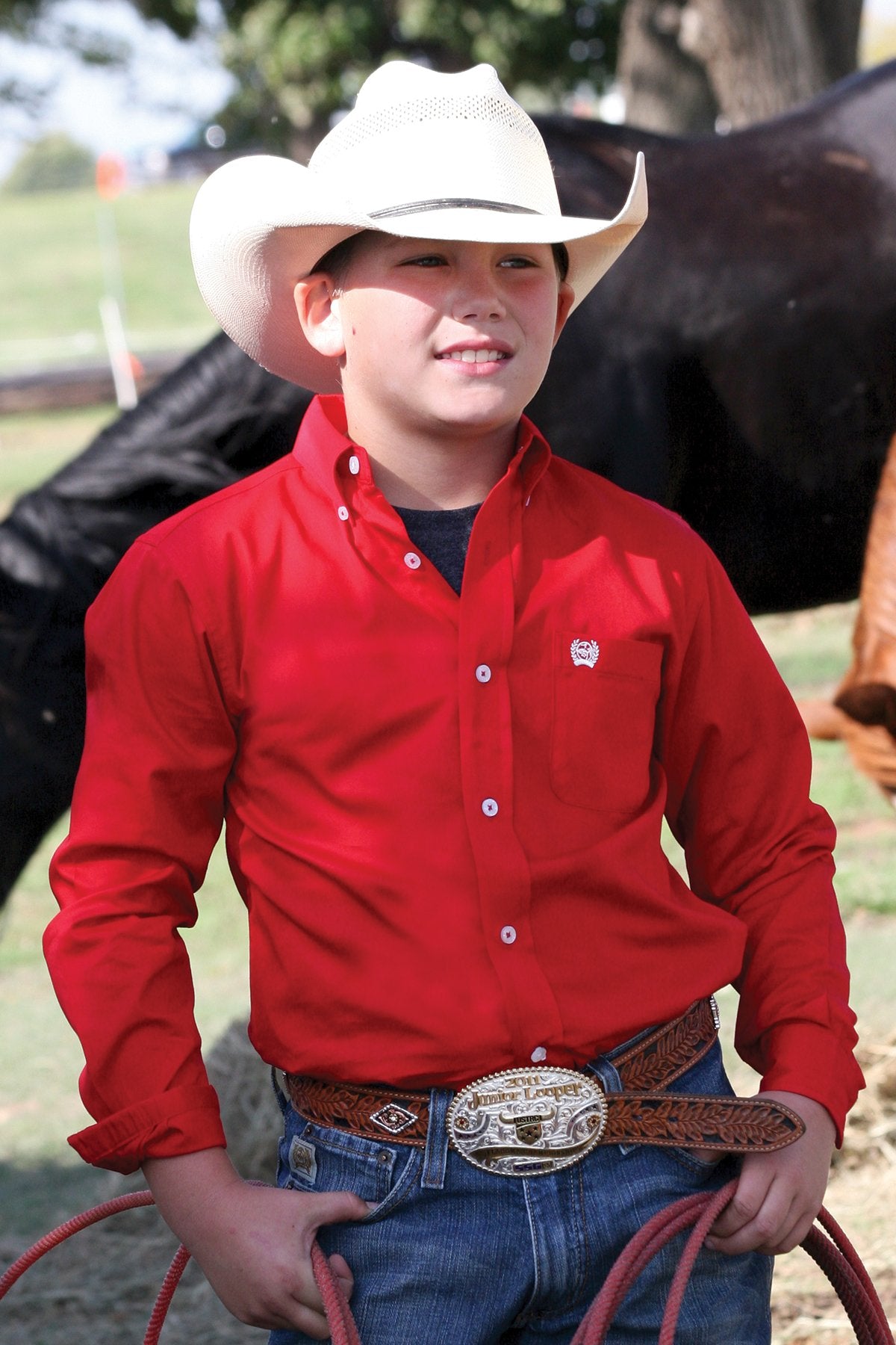 Boys Cinch Solid Red Shirt (0029)