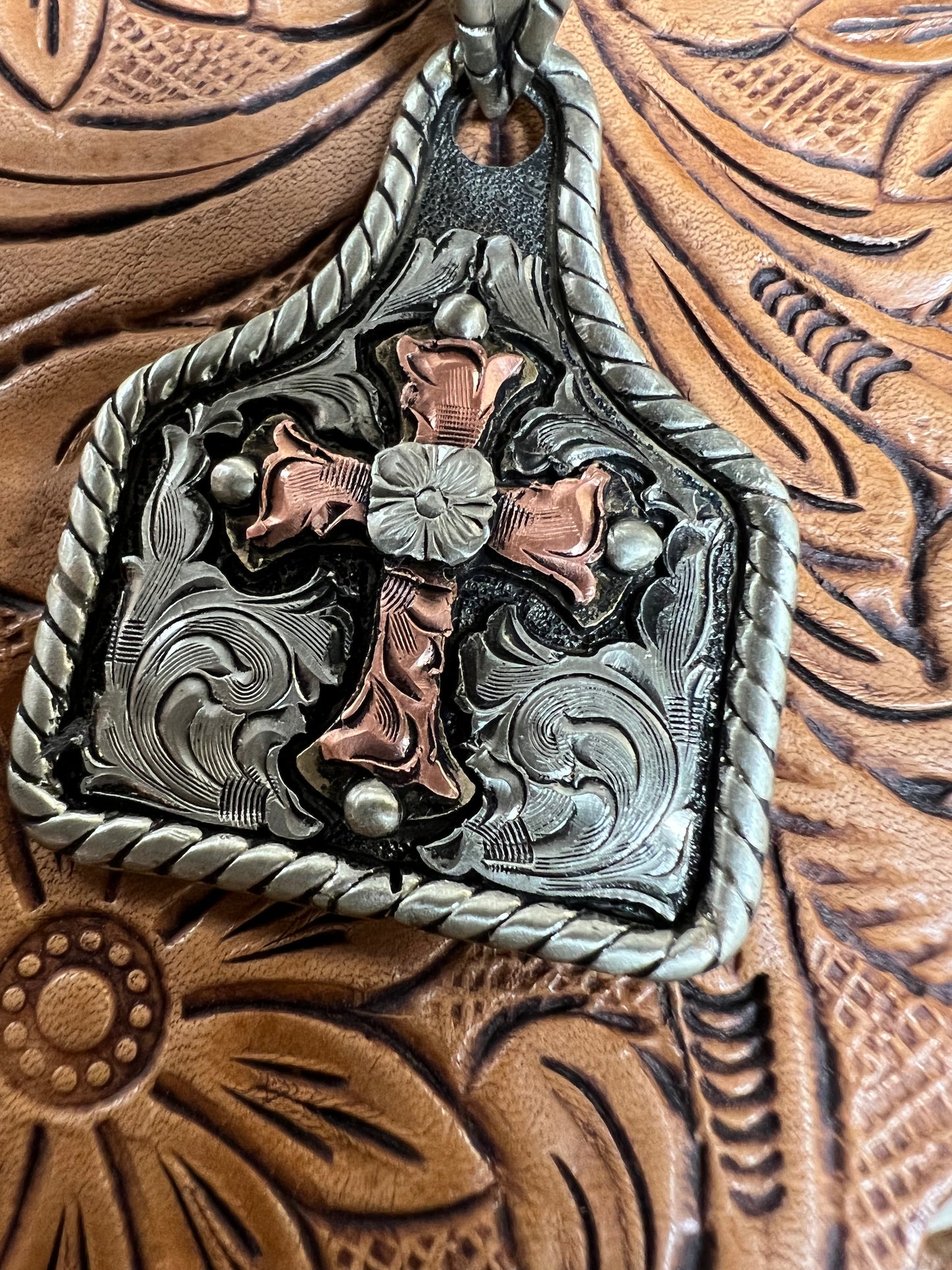 Silver Strike EarTag Cross Necklace