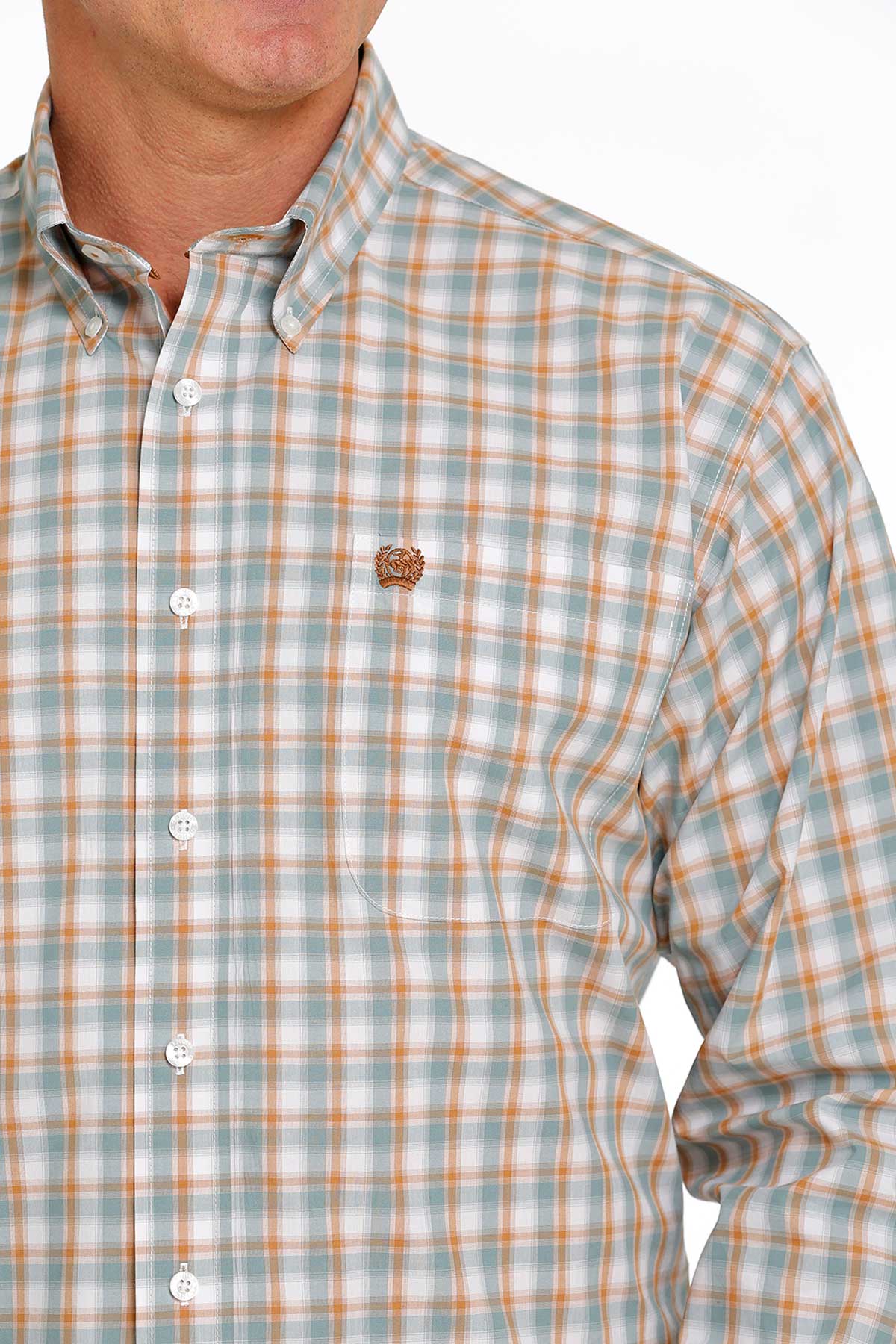 Cinch Men’s Light Blue/ Brown Plaid Shirt (5467)