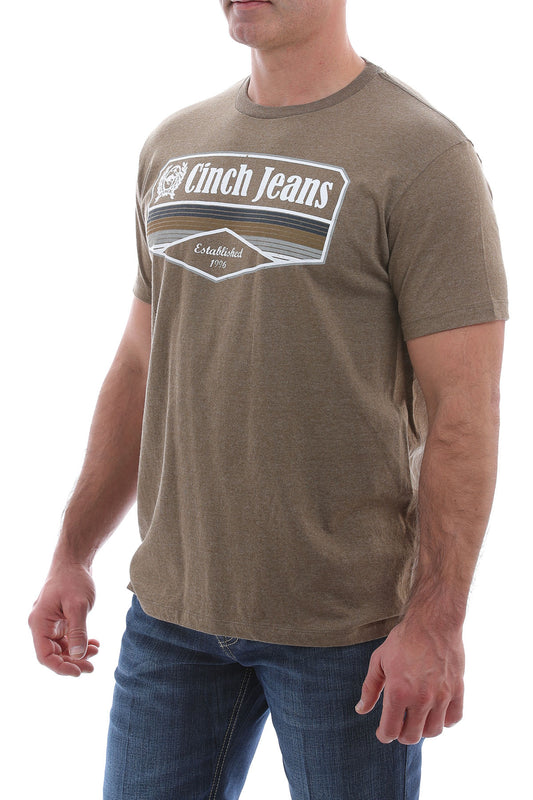 Cinch Men’s Heather Brown Logo Tee (0420)