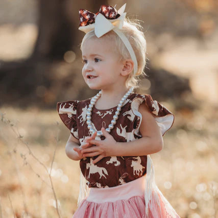 Brown Cowboy w/t Fringe Top- Onesie & Shirt
