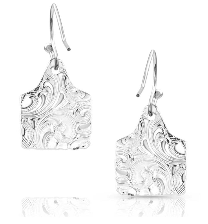 Chiseled Cow Tag Earrings (er5398)