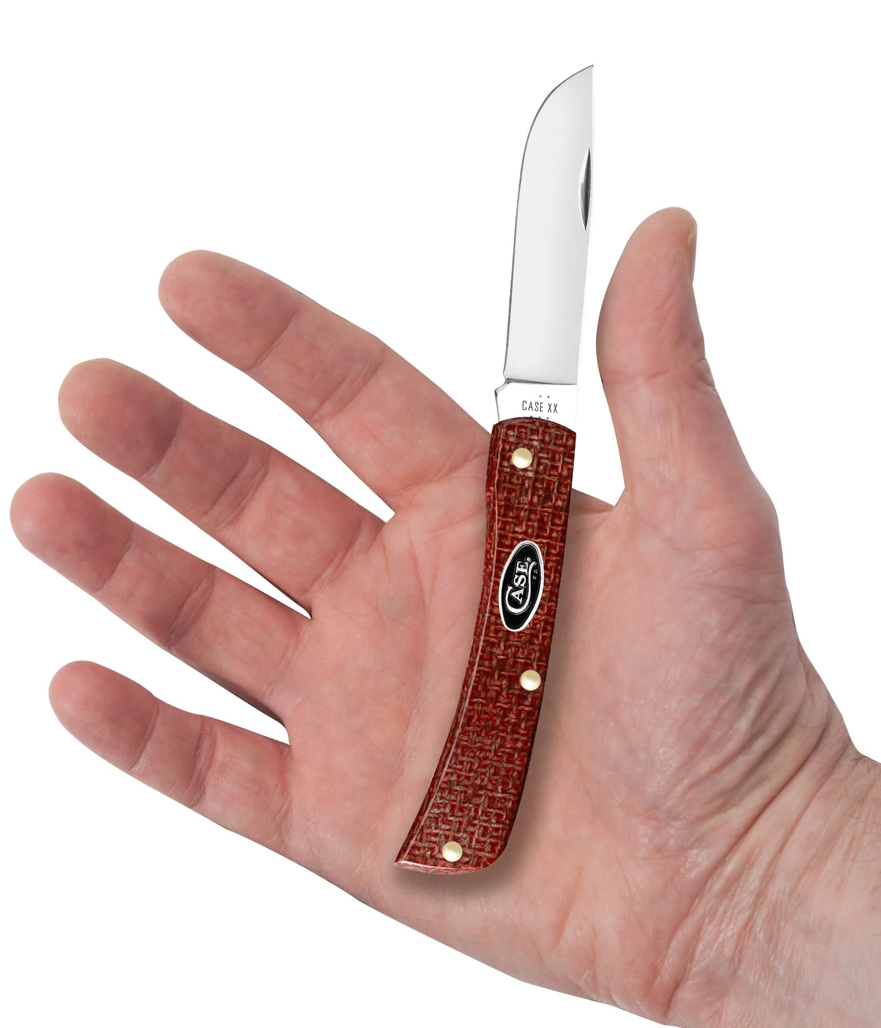 Smooth Dark Red Burlap Micarta® CS Sod Buster® Jr (12273)