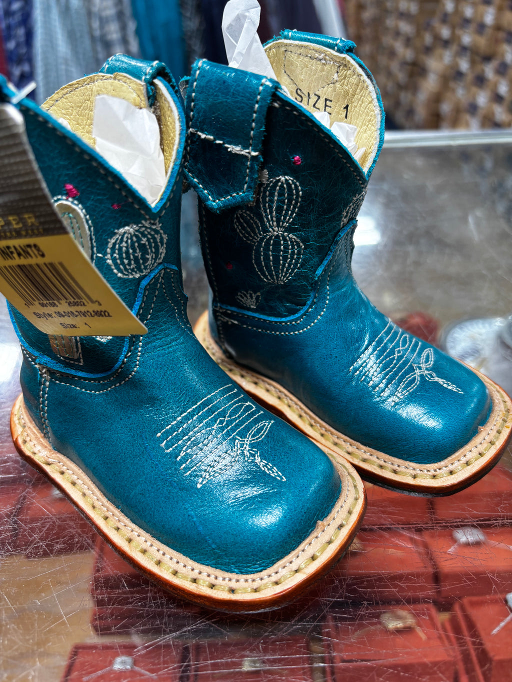 Girl Infant Blue Cactus Boots