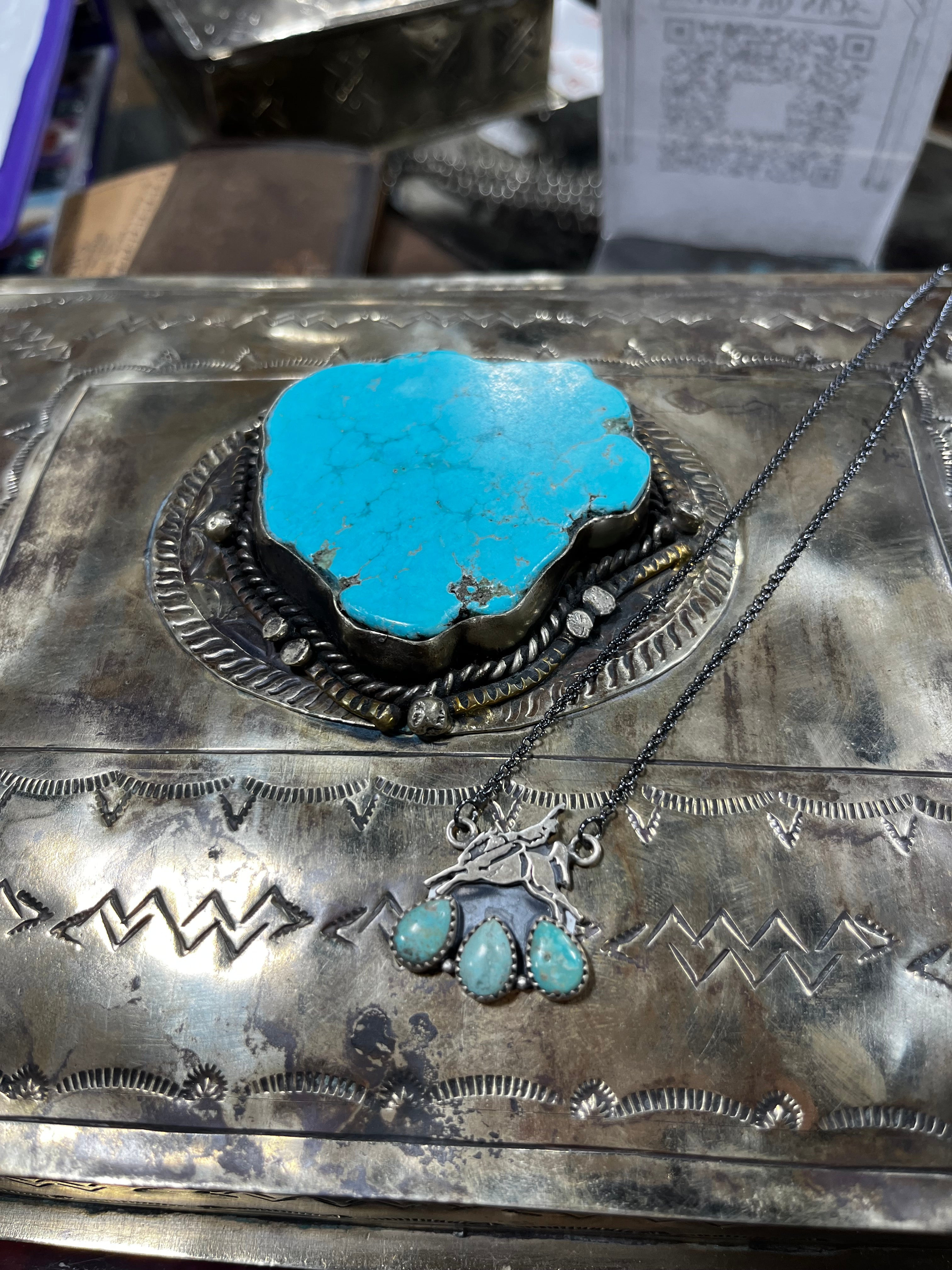 Bronc Rider Green Turquoise Necklace