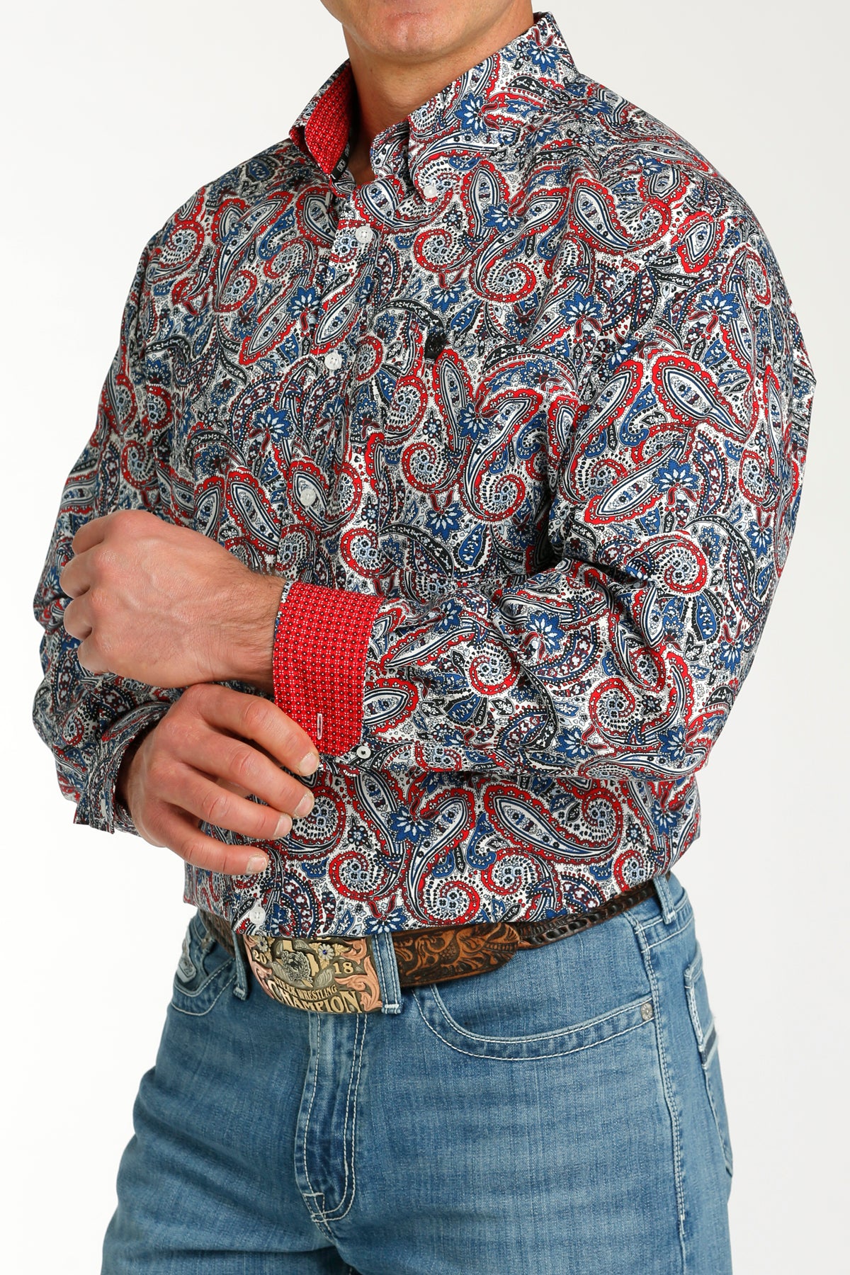 Cinch Men’s Red/White/Blue Paisley Shirt (5766)