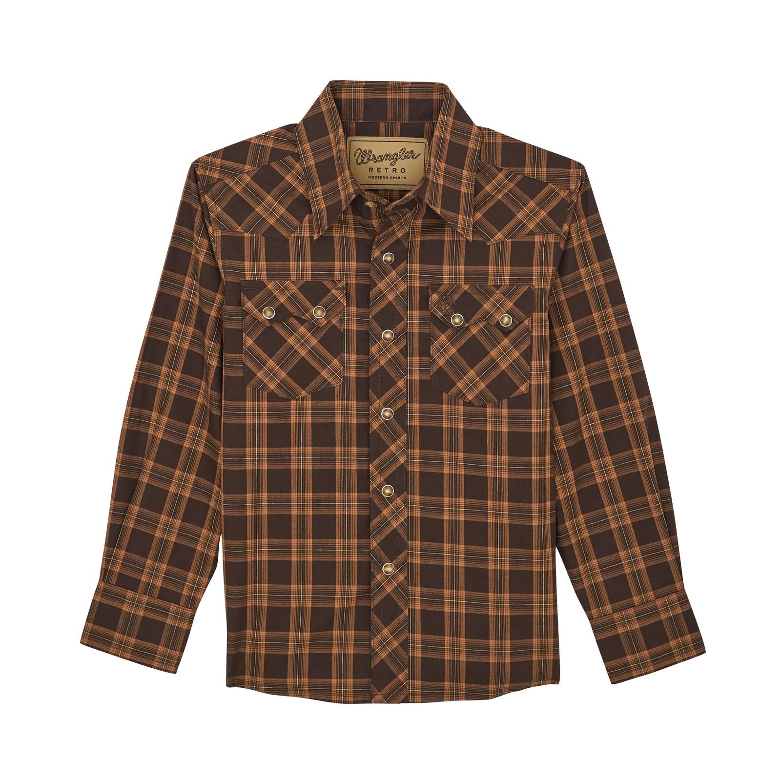 Wrangler Boys Brown Plaid Shirt (8081)