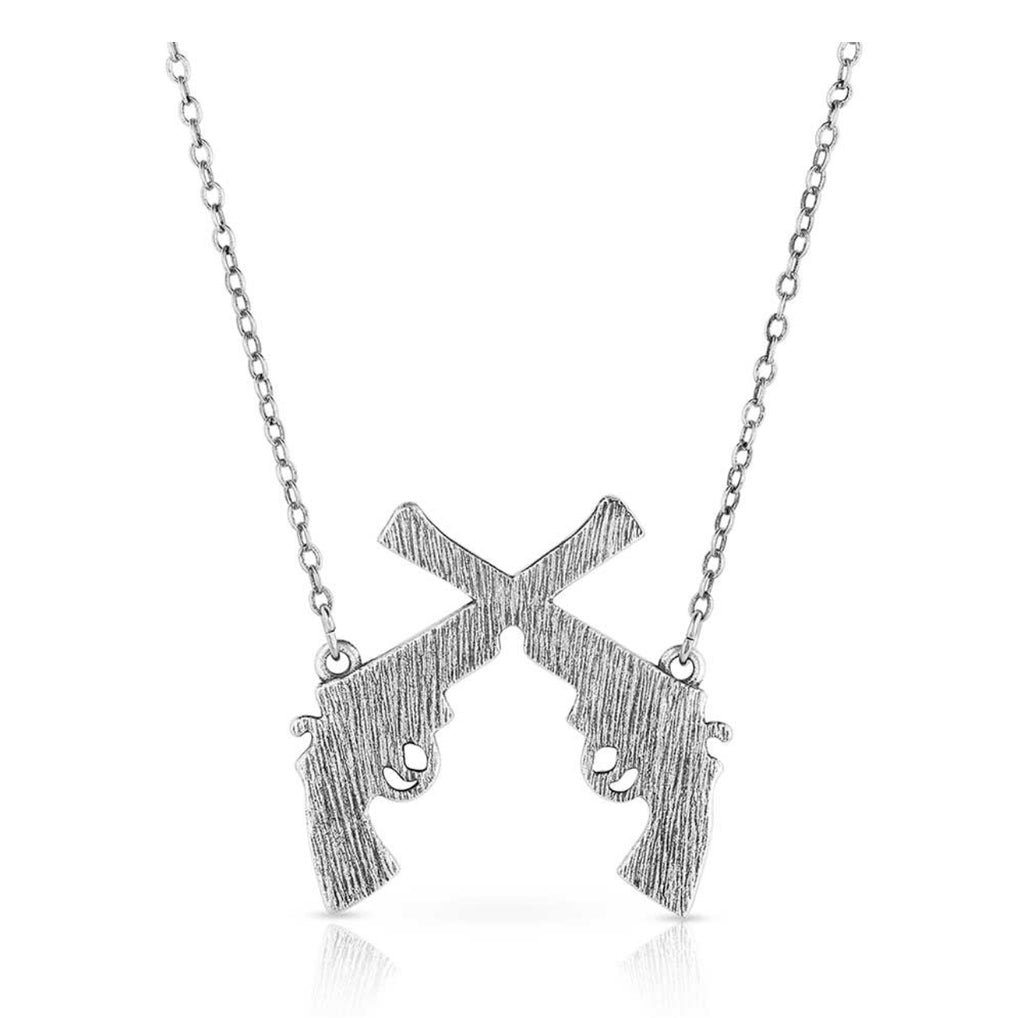Crossed Pistols Pendant Necklace