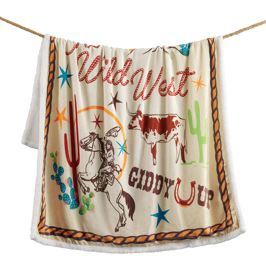 Retro Rodeo Campfire Sherpa Throw